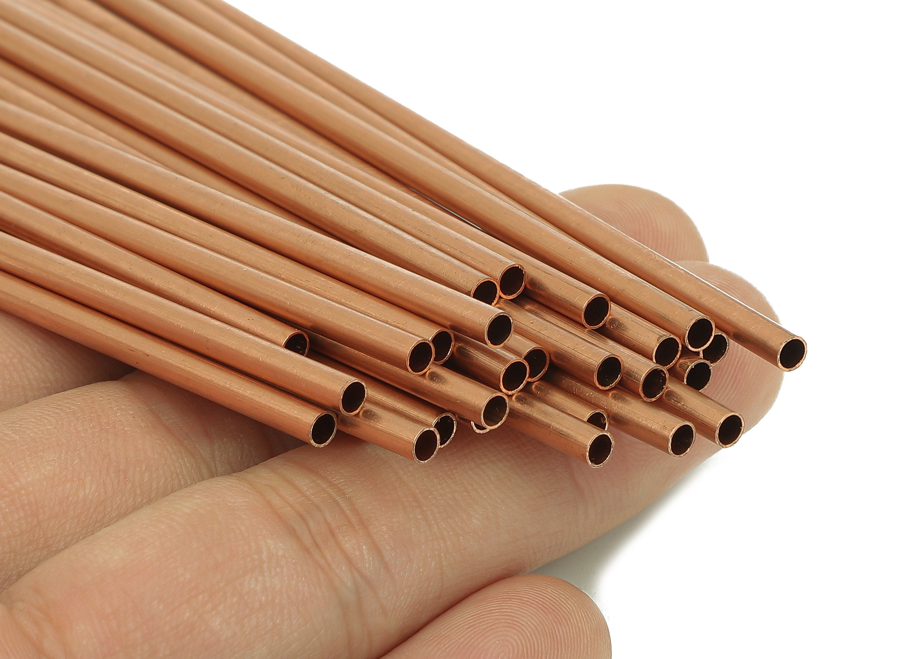 Copper Himmeli Tubes - Raw Copper Round Himmeli DIY Tube Beads - Circle Pipes for Geometric - For Air Plants - 3x0.2x110mm - PP8146-110 - DOMEDBAZAAR