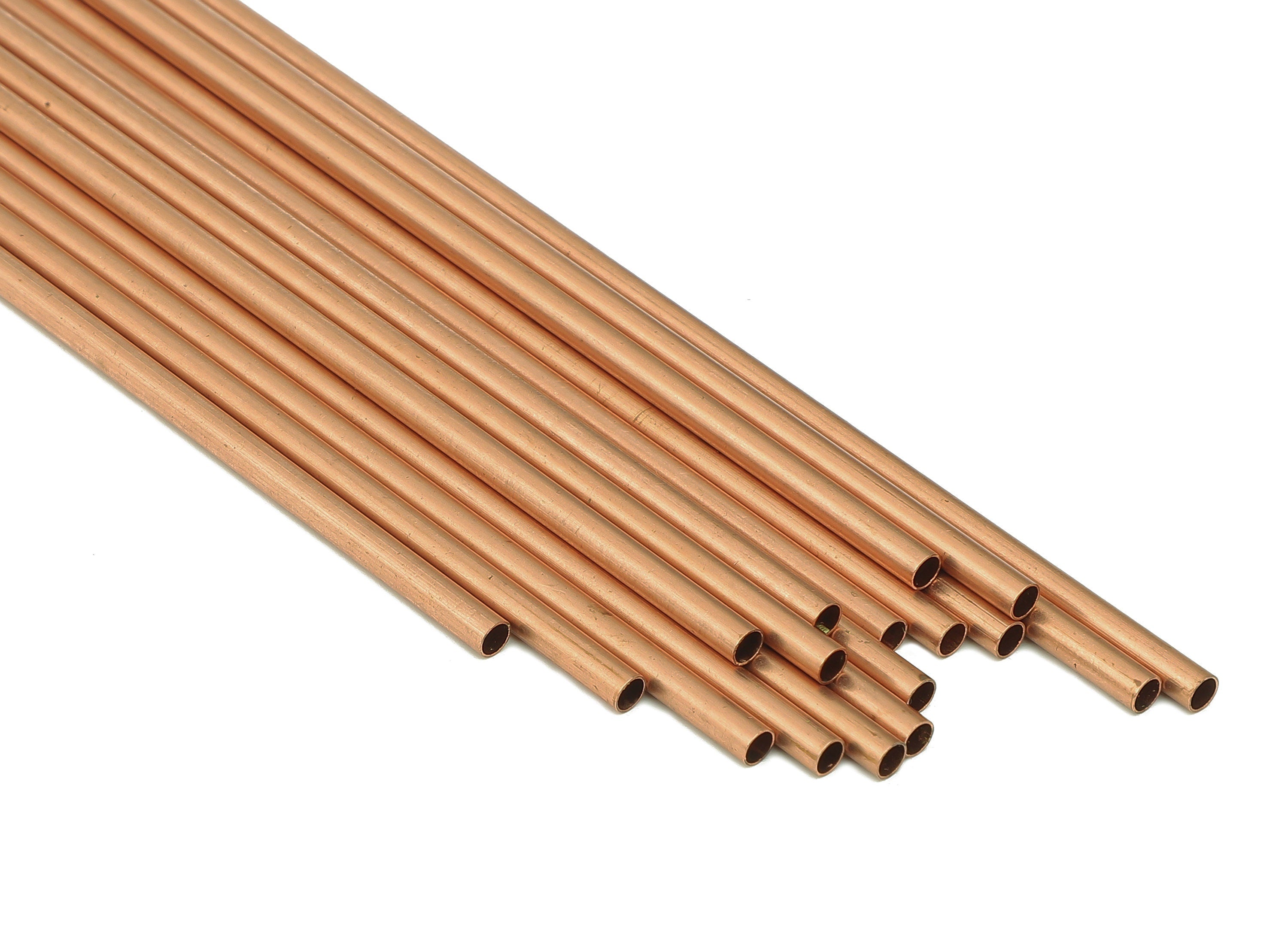 Copper Himmeli Tubes - Raw Copper Round Himmeli DIY Tube Beads - Circle Pipes for Geometric - For Air Plants - 3x0.2x150mm - PP8146-150 - DOMEDBAZAAR