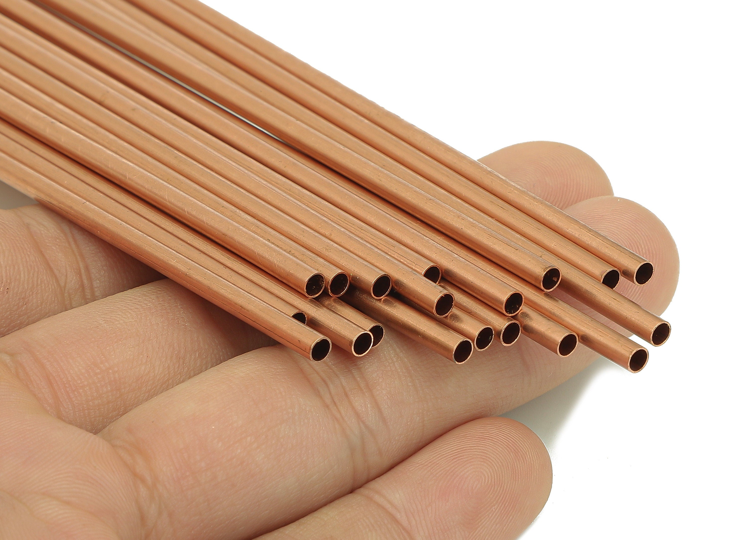 Copper Himmeli Tubes - Raw Copper Round Himmeli DIY Tube Beads - Circle Pipes for Geometric - For Air Plants - 3x0.2x150mm - PP8146-150 - DOMEDBAZAAR