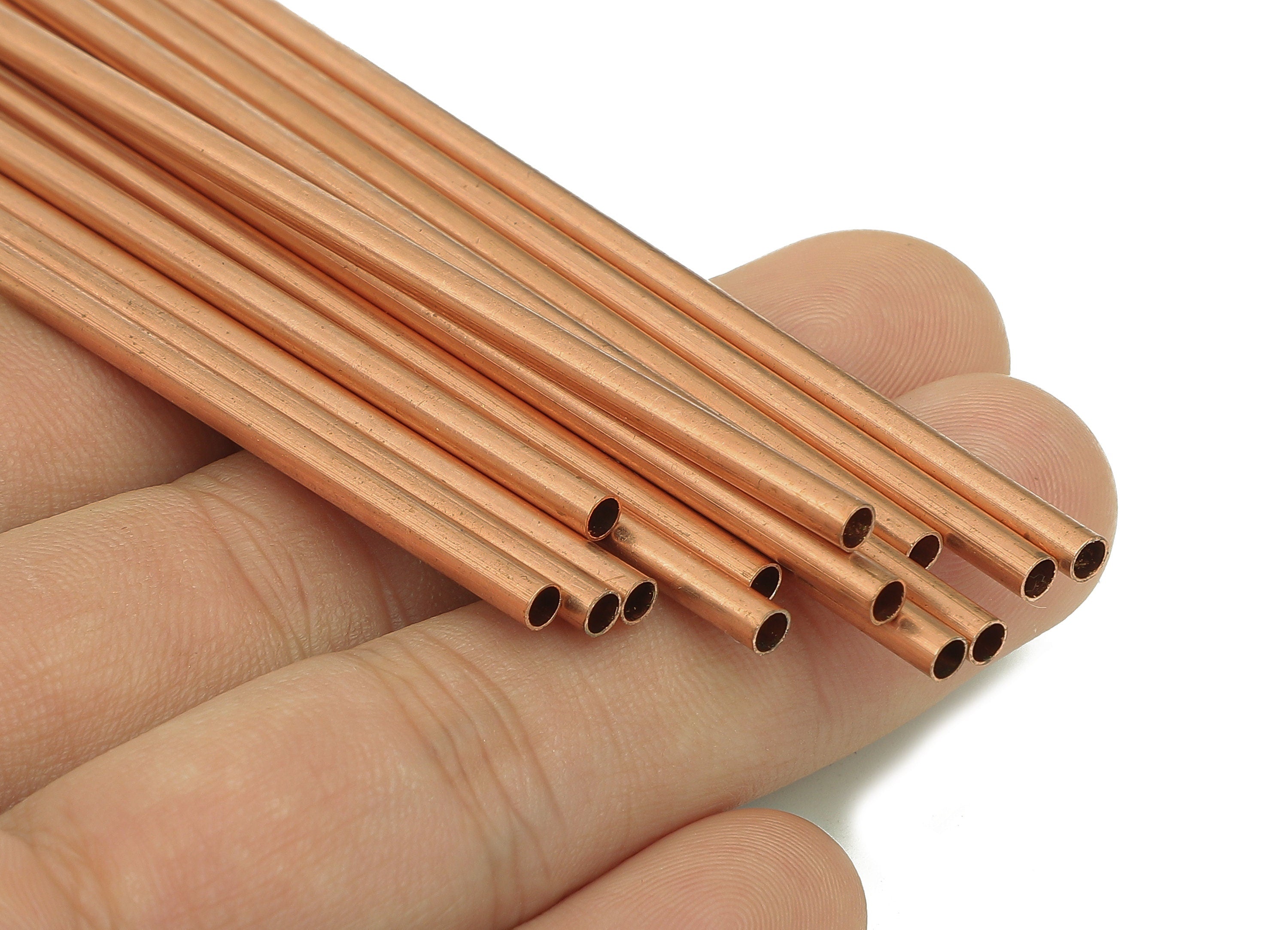 Copper Himmeli Tubes - Raw Copper Round Himmeli DIY Tube Beads - Circle Pipes for Geometric - For Air Plants - 3x0.2x200mm - PP8146-200 - DOMEDBAZAAR
