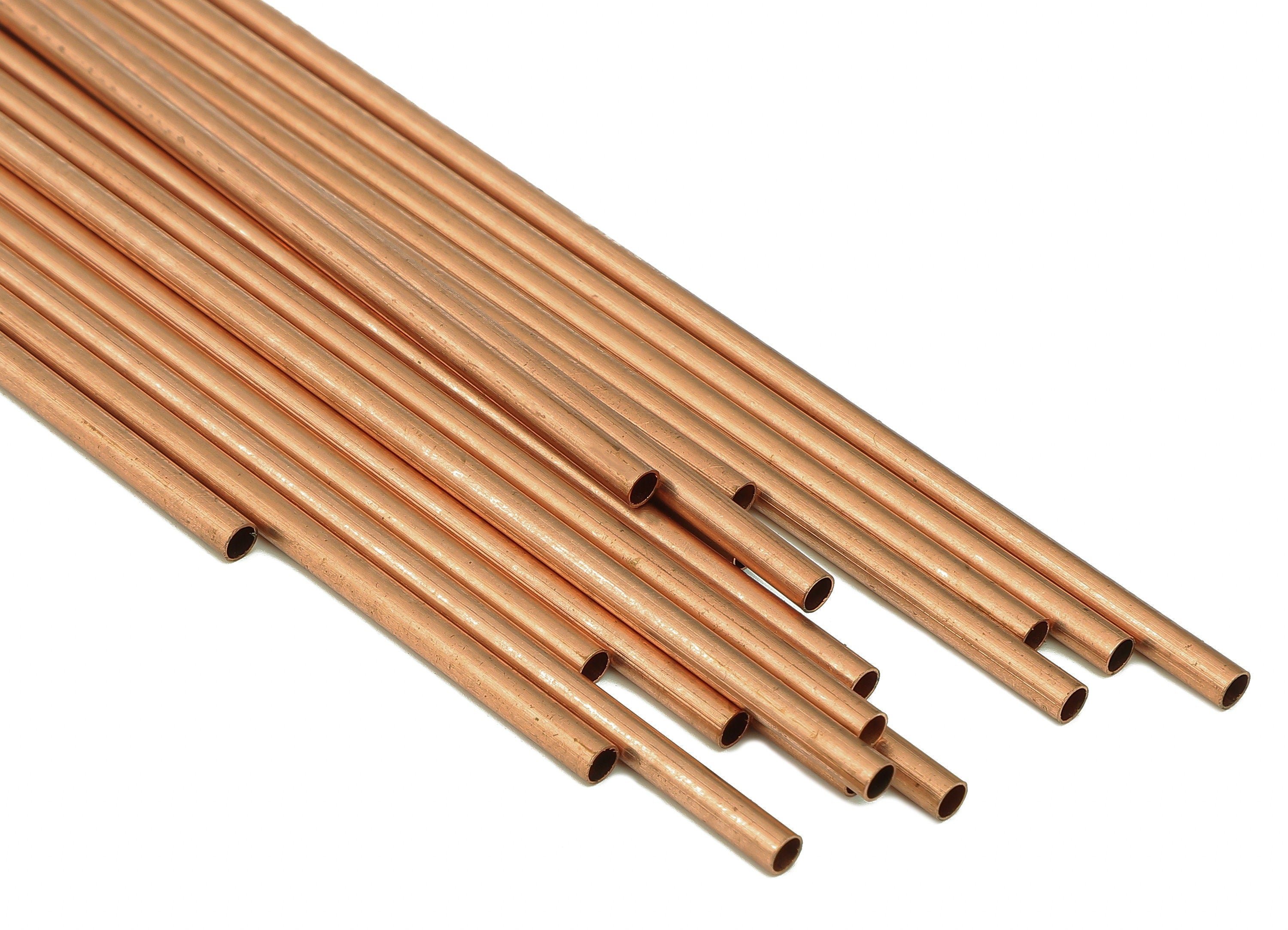 Copper Himmeli Tubes - Raw Copper Round Himmeli DIY Tube Beads - Circle Pipes for Geometric - For Air Plants - 3x0.2x225mm - PP8146-225 - DOMEDBAZAAR