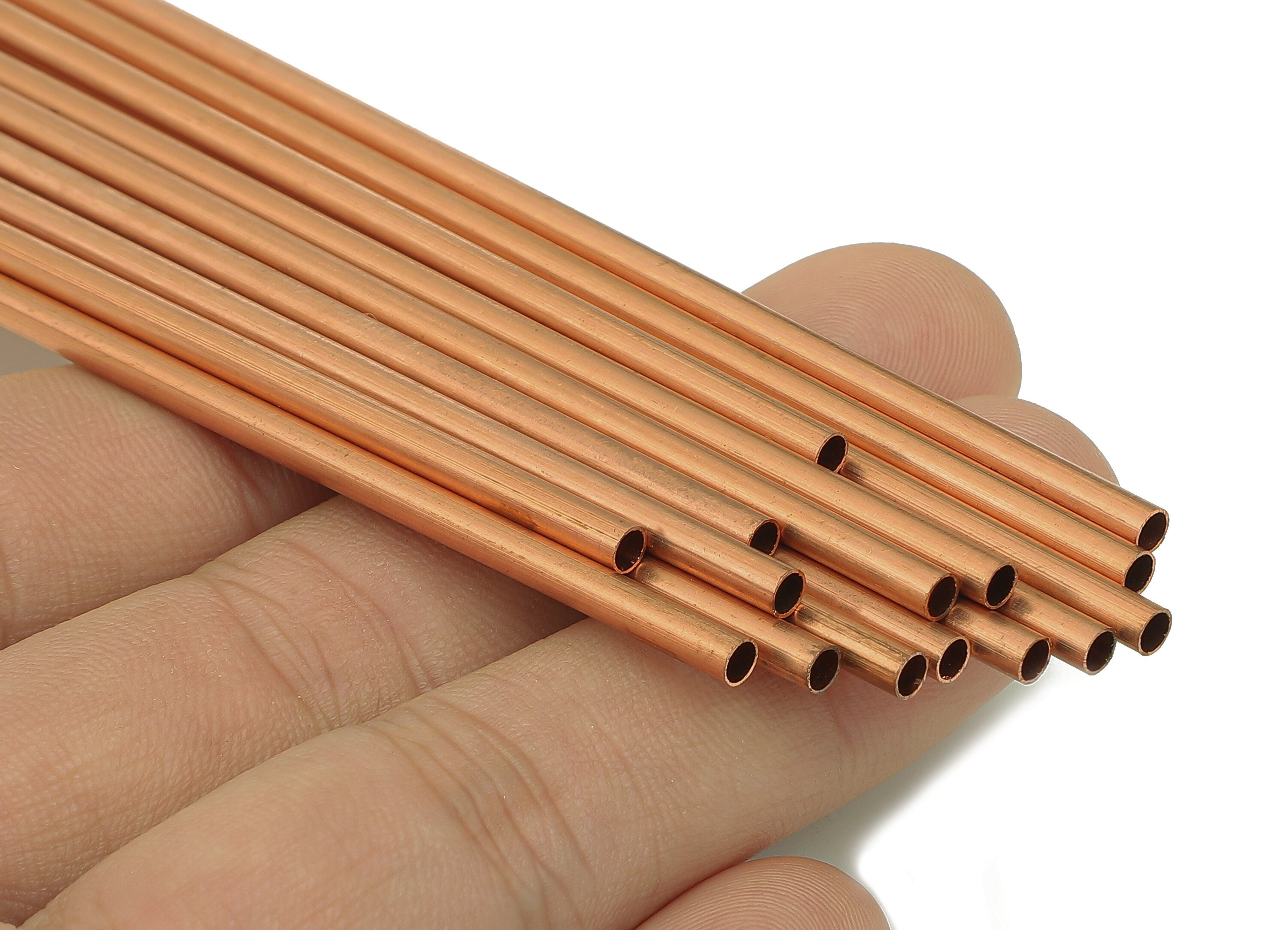 Copper Himmeli Tubes - Raw Copper Round Himmeli DIY Tube Beads - Circle Pipes for Geometric - For Air Plants - 3x0.2x275mm - PP8146-275 - DOMEDBAZAAR