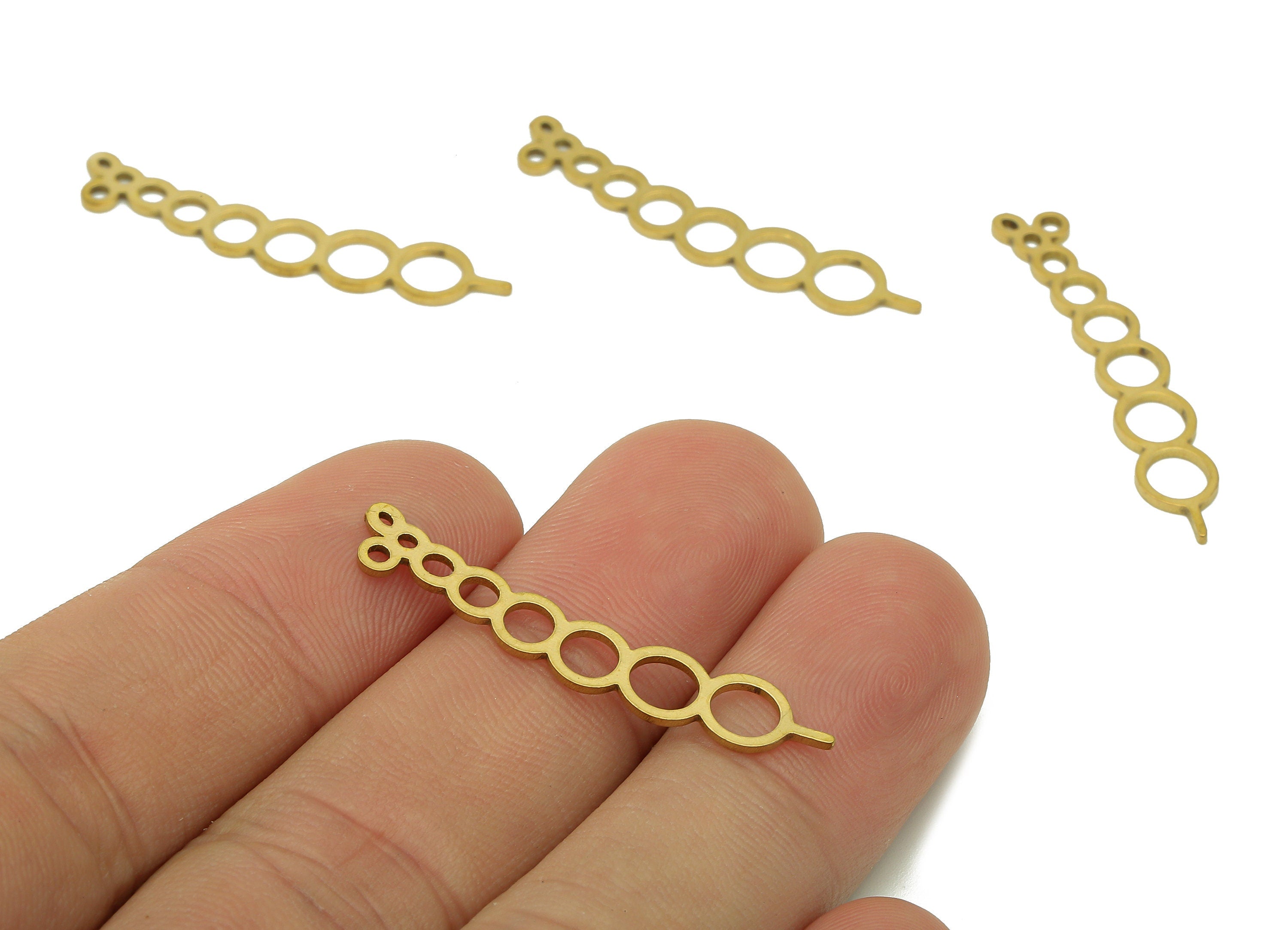 Brass Flower Round Charms - Raw Brass Circle Chain Earring - Plant Pendant With Loop - Botanical Charm For Necklace - 35.2x5.9x0.8mm-PPA6348 - DOMEDBAZAAR