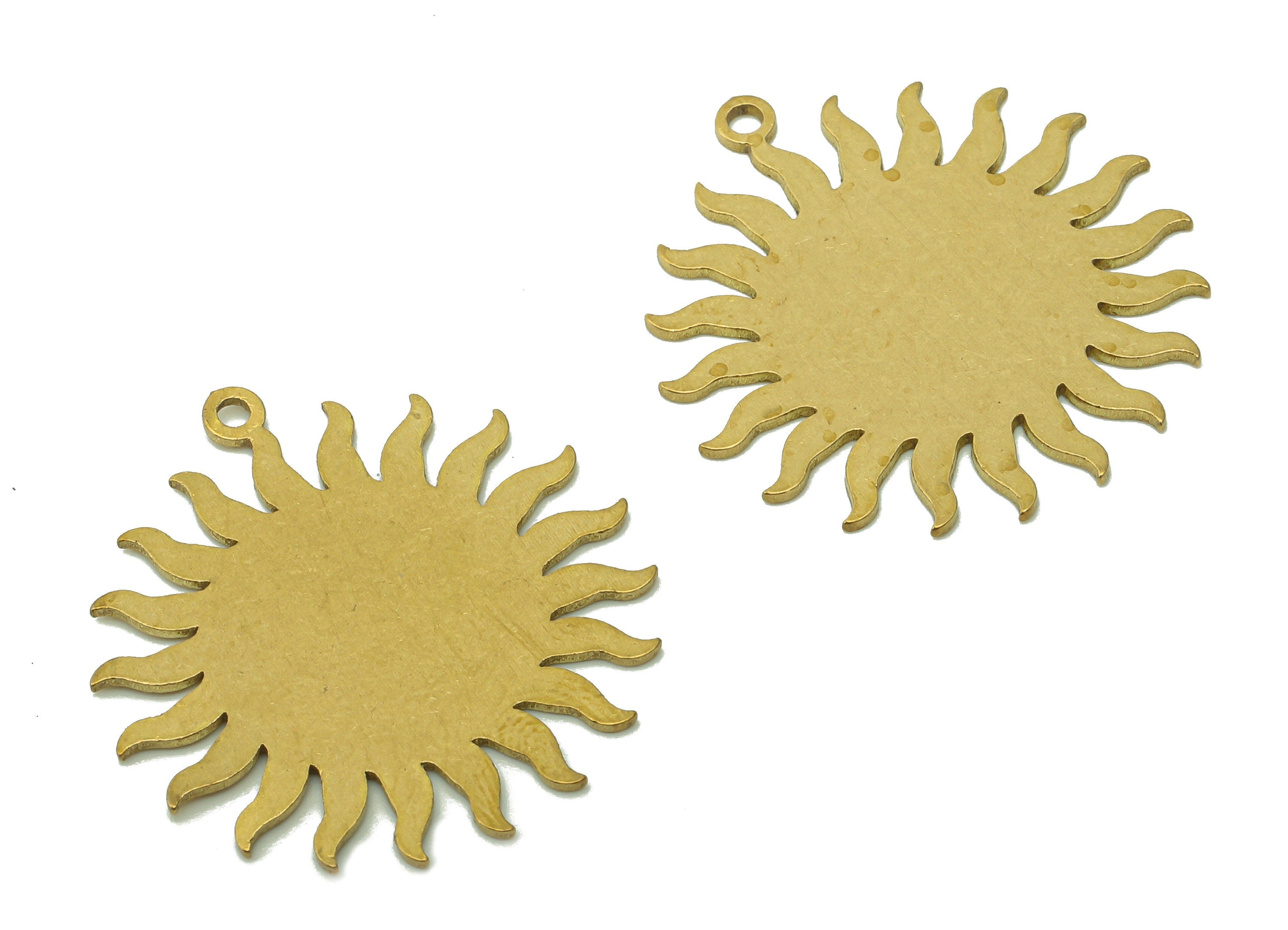 Brass Sun Earring Charms - Raw Brass Sun Earring - Pendant With Loop - Sun Sramping Blank Charm - For Necklace - 27.9x25.6x0.7mm - PPA6054 - DOMEDBAZAAR