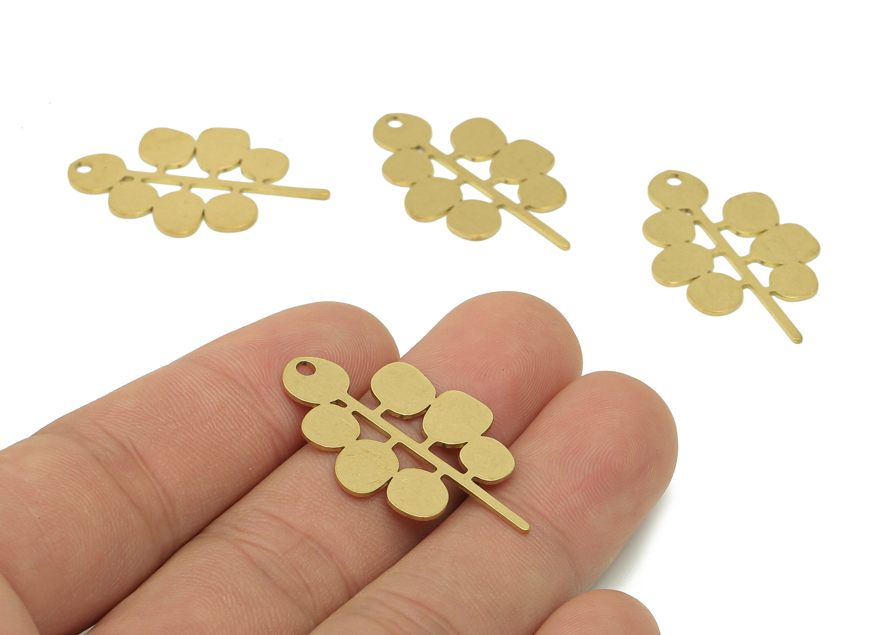 Brass Grapes Earring Charms - Raw Brass Round Earring - Circle Grapes Pendant - Botanical Charm For Necklace - 33.8x20.3x0.7mm - PPA6529 - DOMEDBAZAAR