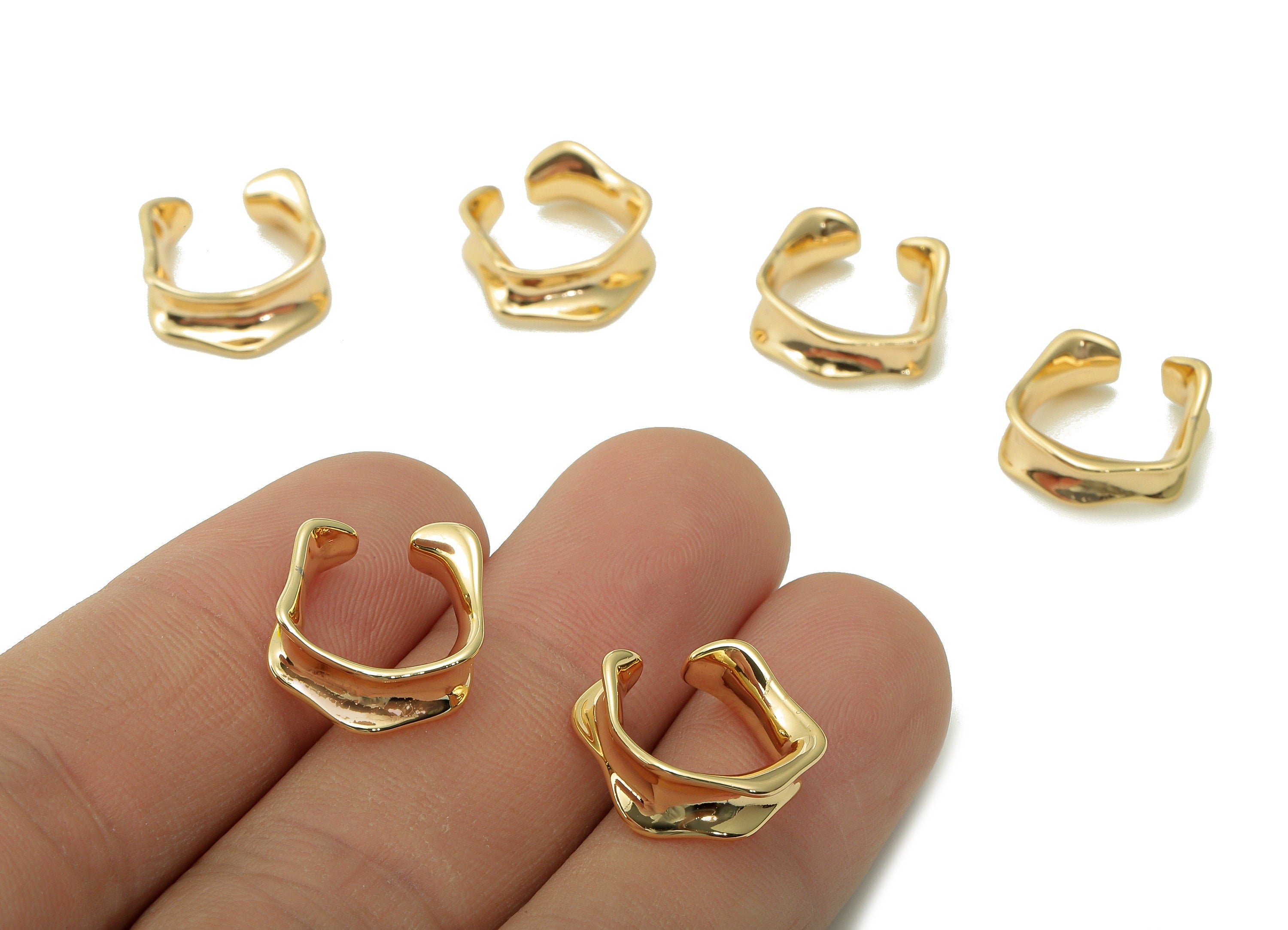 Brass Irregular Open Round Ring - Open Square Wide Hoop Ring - Gold Wide Hoop - 18K Real Gold Plating - 13.2x13.2x1.8mm - RGP5347 - DOMEDBAZAAR