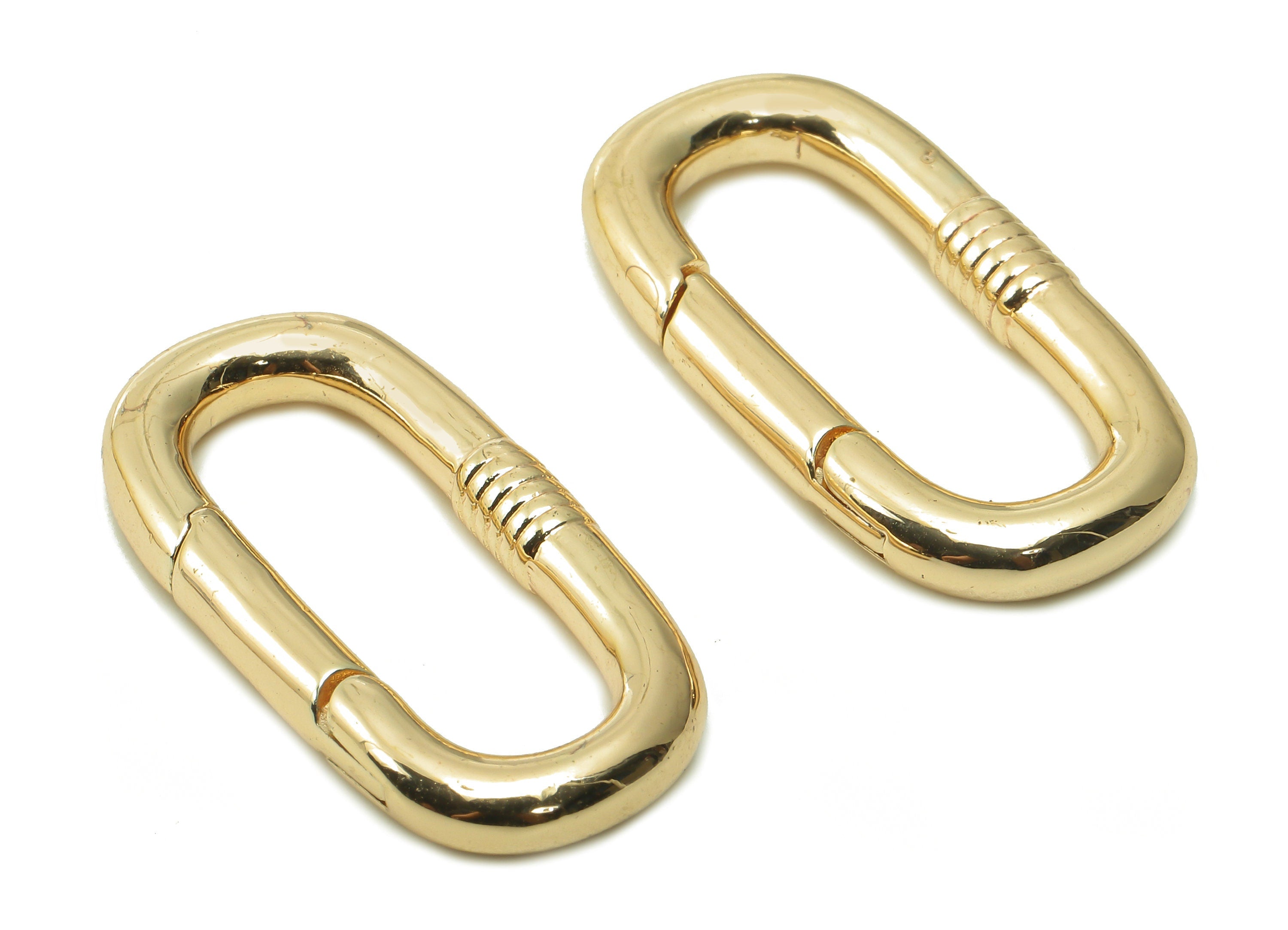 Brass Oval Rectangle Earring Clasp - Gold Rectangle Thick Hoop Earring - Huggie Clasp - 18K Real Gold Plating - 29.4x15.03x3.6mm - RGP5350 - DOMEDBAZAAR