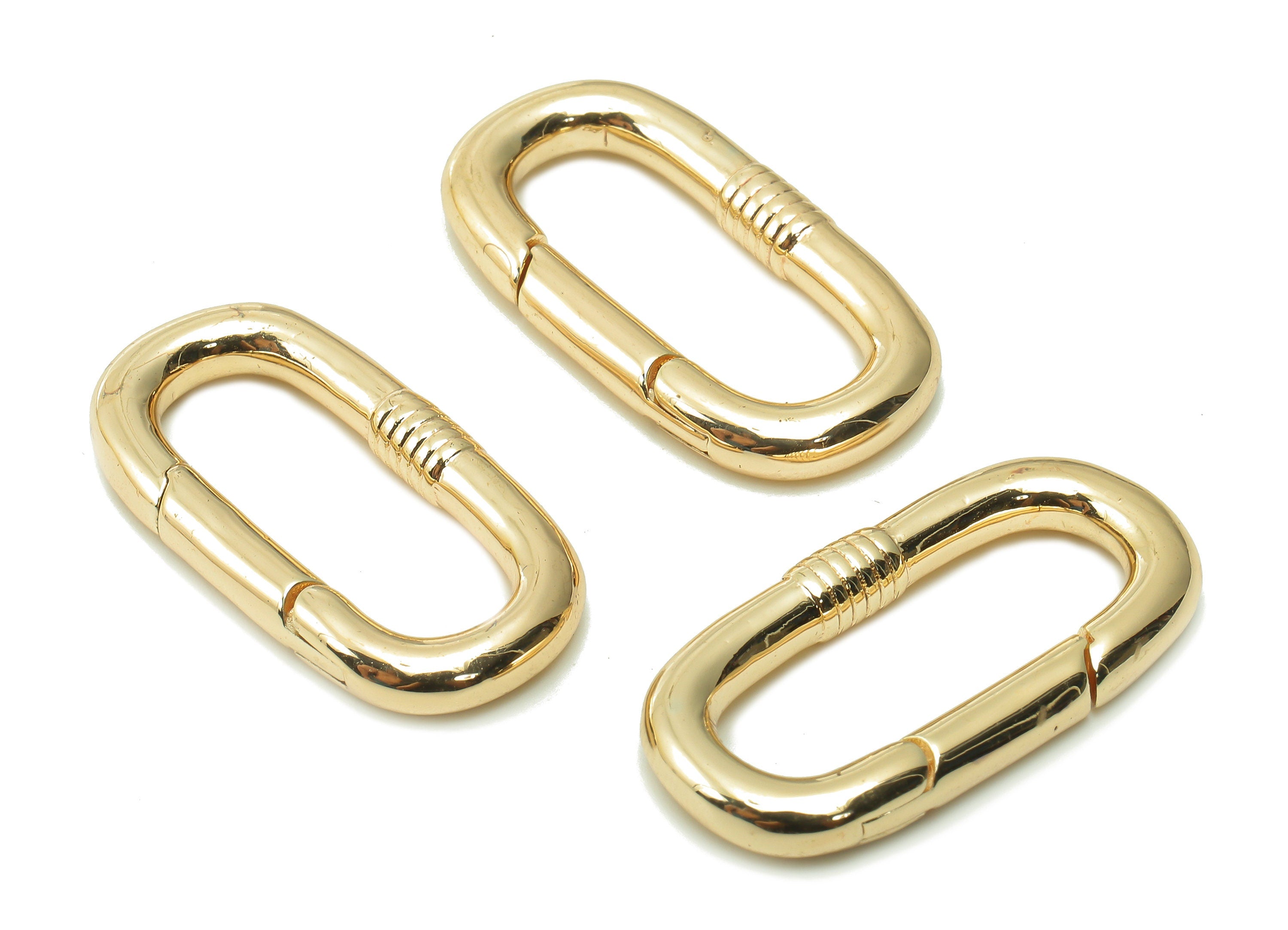 Brass Oval Rectangle Earring Clasp - Gold Rectangle Thick Hoop Earring - Huggie Clasp - 18K Real Gold Plating - 29.4x15.03x3.6mm - RGP5350 - DOMEDBAZAAR