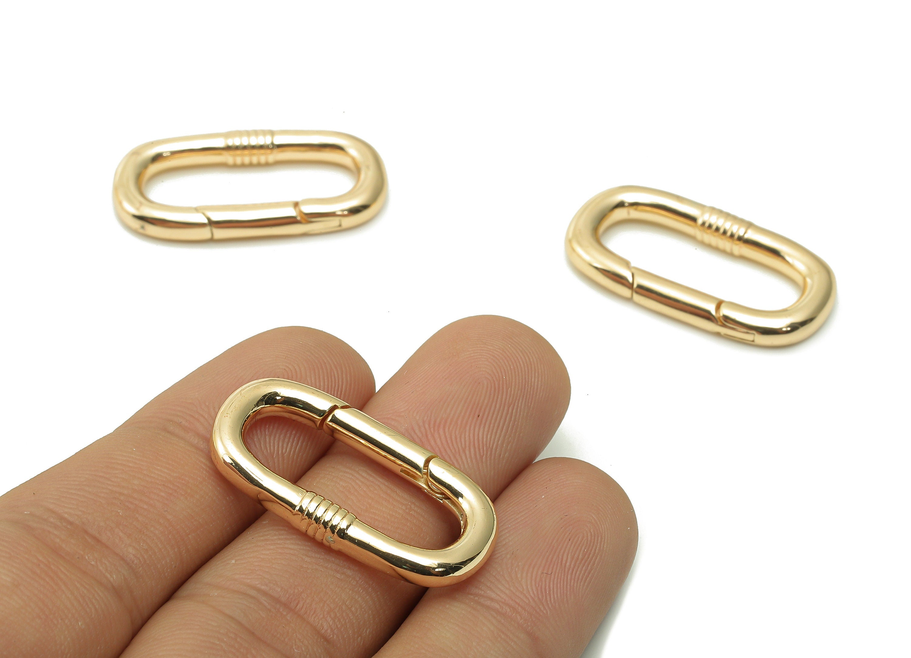Brass Oval Rectangle Earring Clasp - Gold Rectangle Thick Hoop Earring - Huggie Clasp - 18K Real Gold Plating - 29.4x15.03x3.6mm - RGP5350 - DOMEDBAZAAR