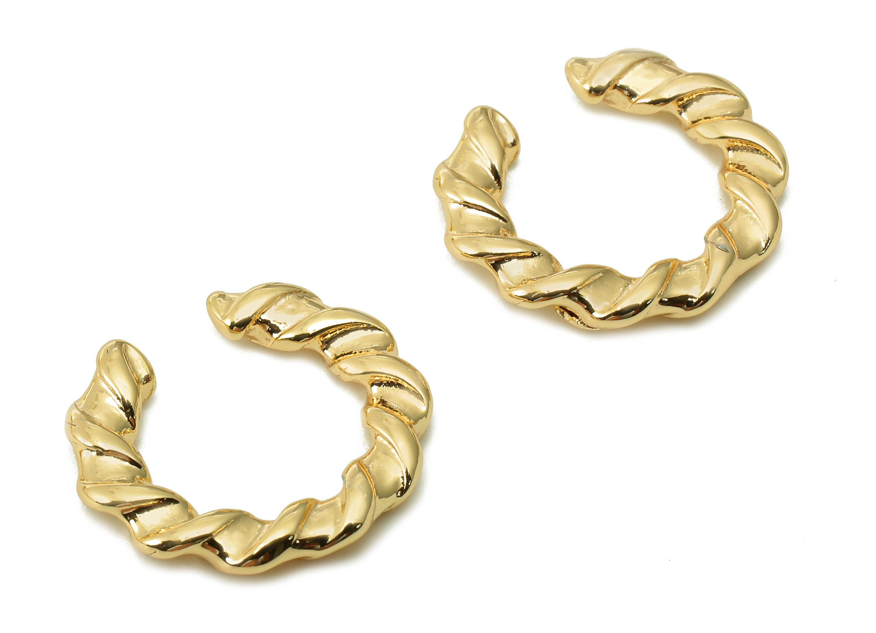Brass Twisted Open Round Ring - Open Circle Wide Hoop Ring - Gold Wide Hoop - 18K Real Gold Plating - 16.7x16.1x2.3mm - RGP5354 - DOMEDBAZAAR