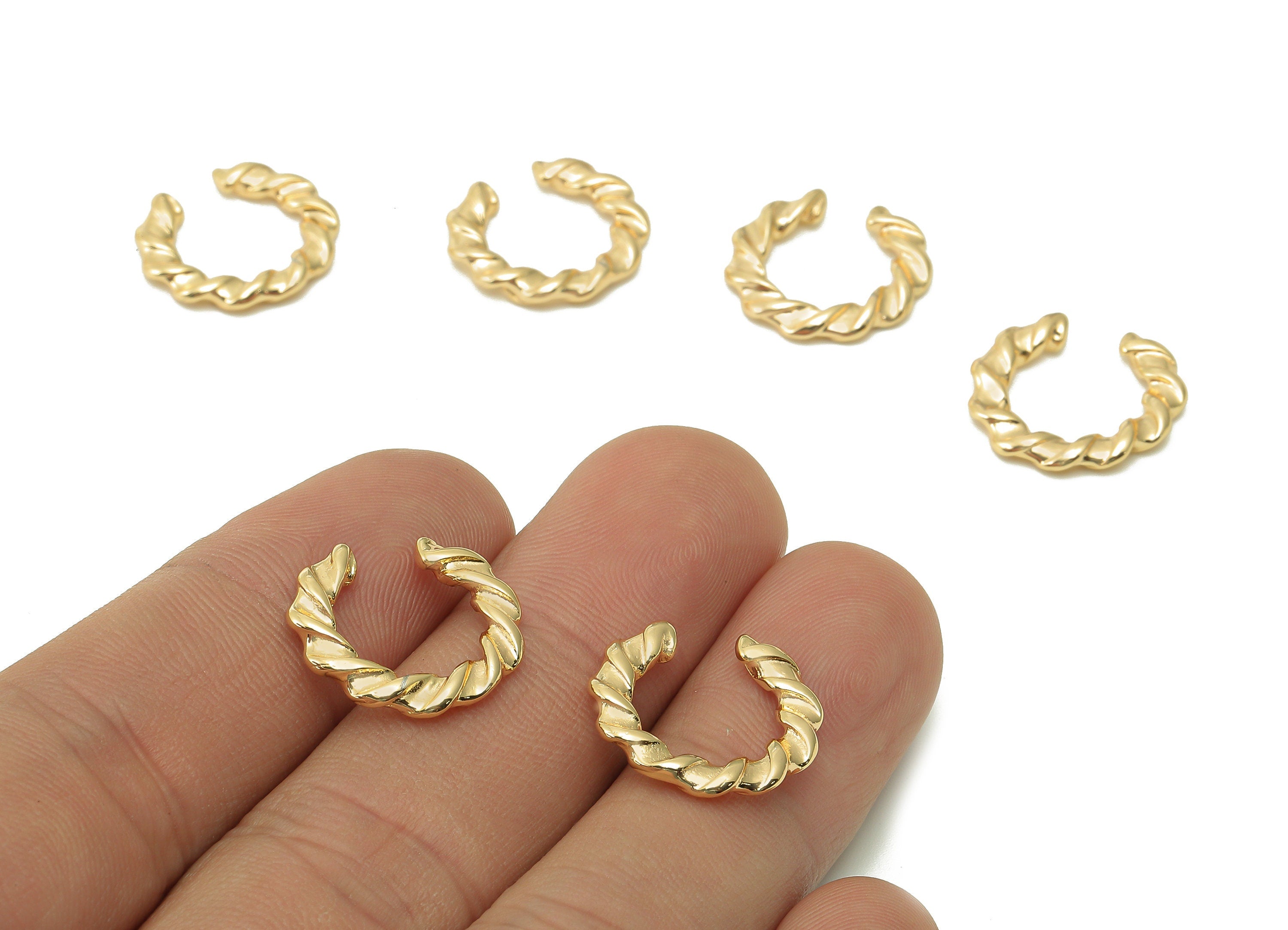 Brass Twisted Open Round Ring - Open Circle Wide Hoop Ring - Gold Wide Hoop - 18K Real Gold Plating - 16.7x16.1x2.3mm - RGP5354 - DOMEDBAZAAR