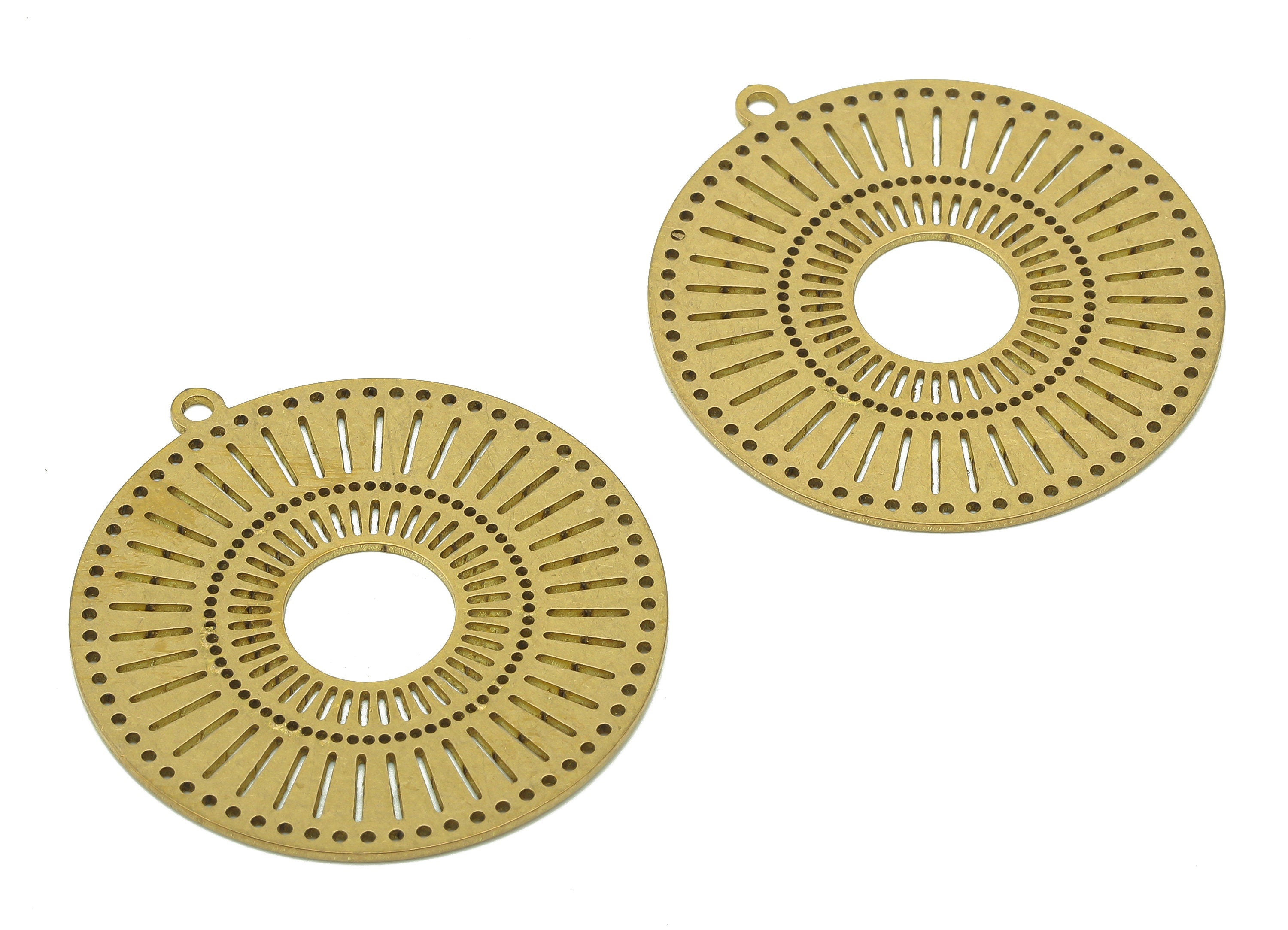 Brass Round Earring Charms - Raw Brass Circle Cutout Earring - Round Pendant With Loop - Circle Charm For Necklace - 34.9x32.5x0.7mm-PPA6637 - DOMEDBAZAAR