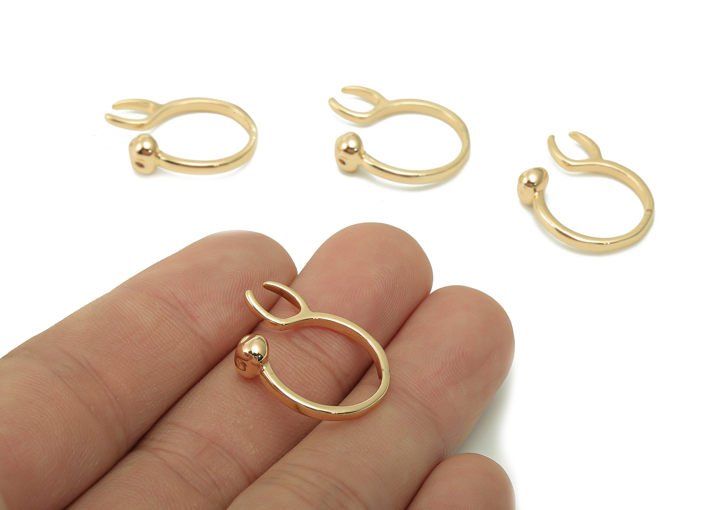 Brass Open Round Ring - Open Circle Heart Hoop Ring - Gold Wide U Hoop - 18K Real Gold Plating - 24x17.9x4.4mm - RGP5385 - DOMEDBAZAAR