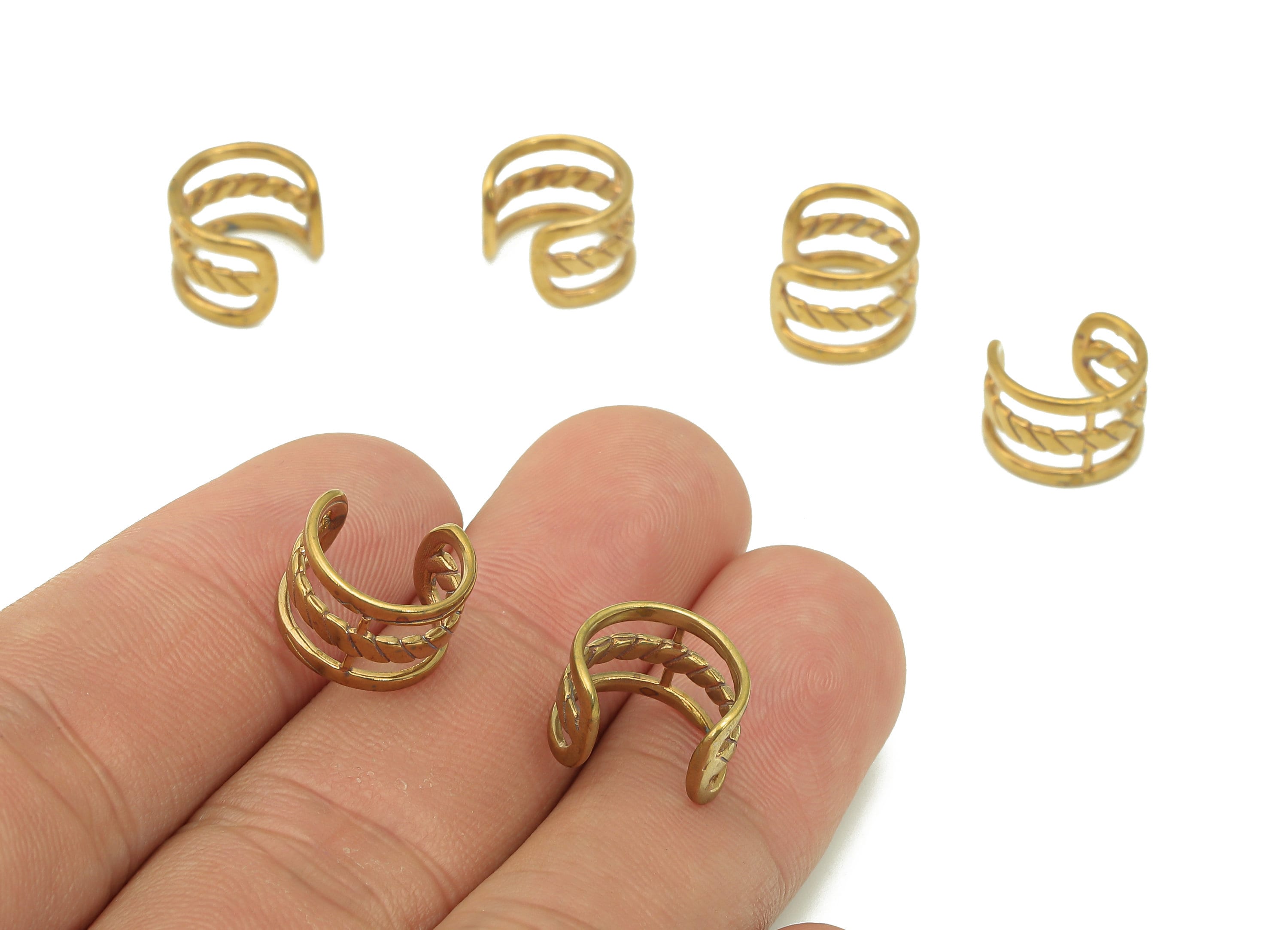 Brass Mini Open Round C Ring - Raw Brass Circle Ear Clip - Wide Hoop Hollow Ear Cuff - Cuff Earring - Gift For Her - 11.8x10.6x1mm - PP8083 - DOMEDBAZAAR