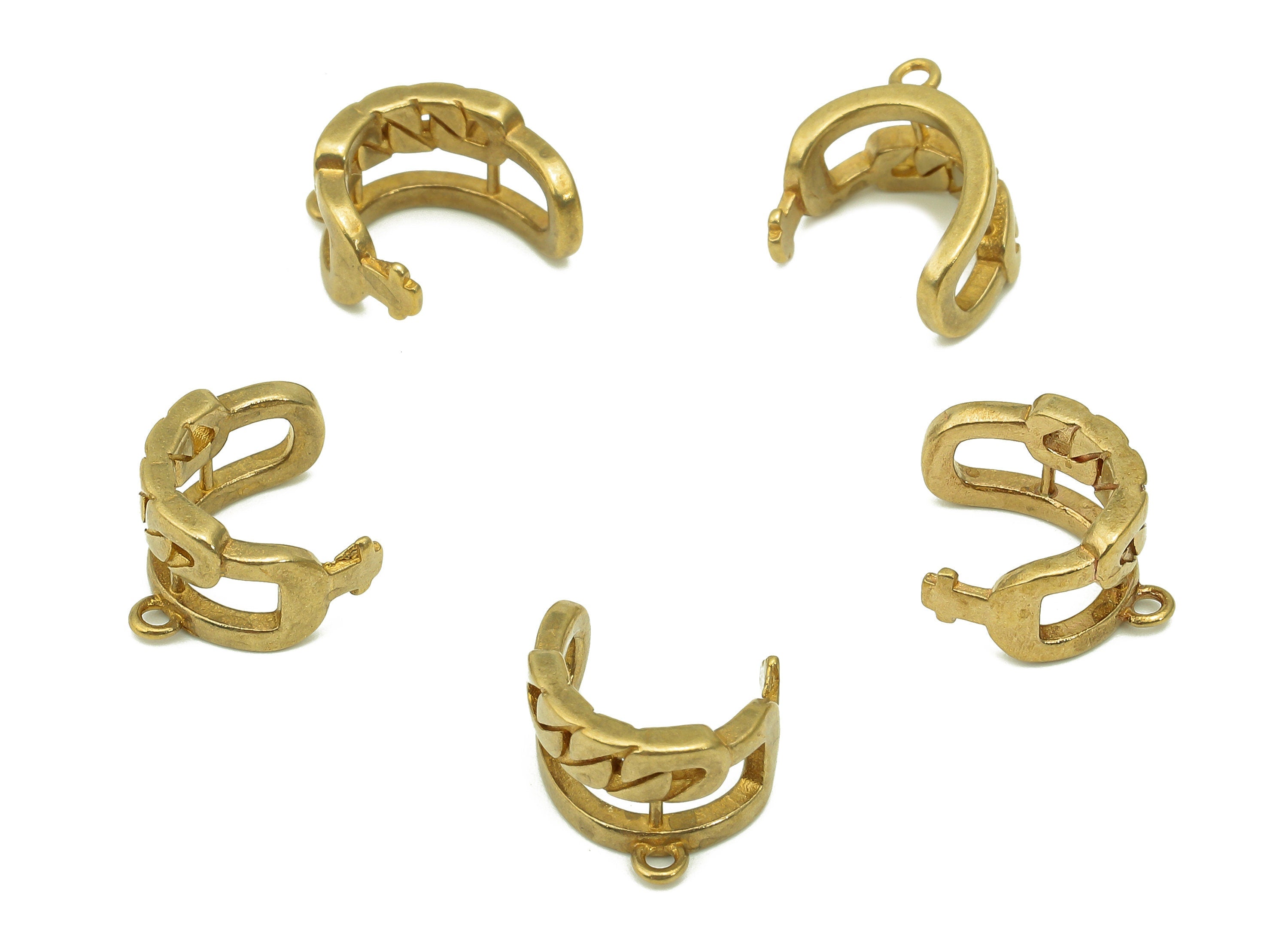 Brass Mini Open Round C Ring - Raw Brass Cuff Earring With Loop - Hoop Hollow Ear Clip - Circle Ear Cuff - 12.3x11.6x1.6mm - PP8085 - DOMEDBAZAAR