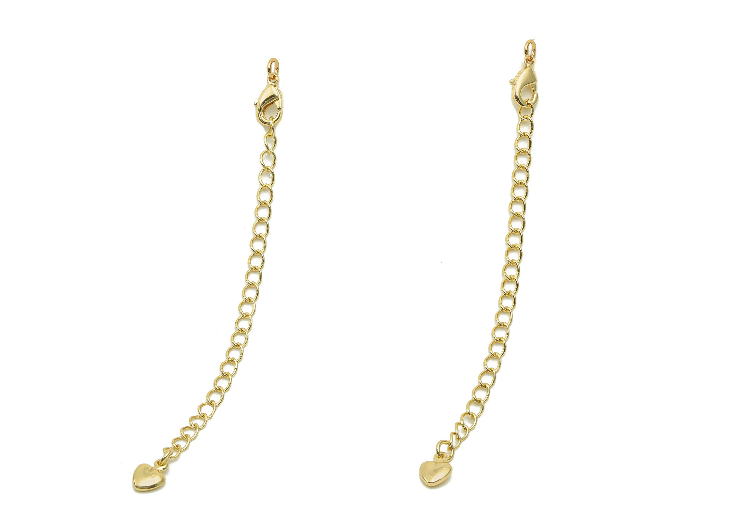 Brass Heart Curb Chain Clasp - Gold Heart Connector - Parrot Clasp - Lobster Claw Clasps - 18K Real Gold Plating - 84.5x5.6x1.8mm - RGP5427A - DOMEDBAZAAR