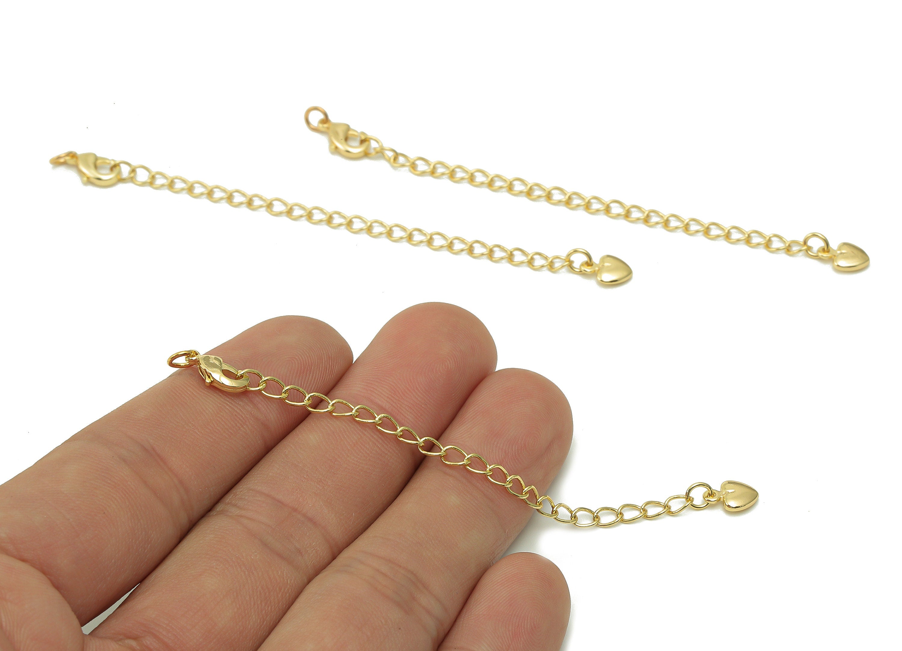 Brass Heart Curb Chain Clasp - Gold Heart Connector - Parrot Clasp - Lobster Claw Clasps - 18K Real Gold Plating - 84.5x5.6x1.8mm - RGP5427A - DOMEDBAZAAR