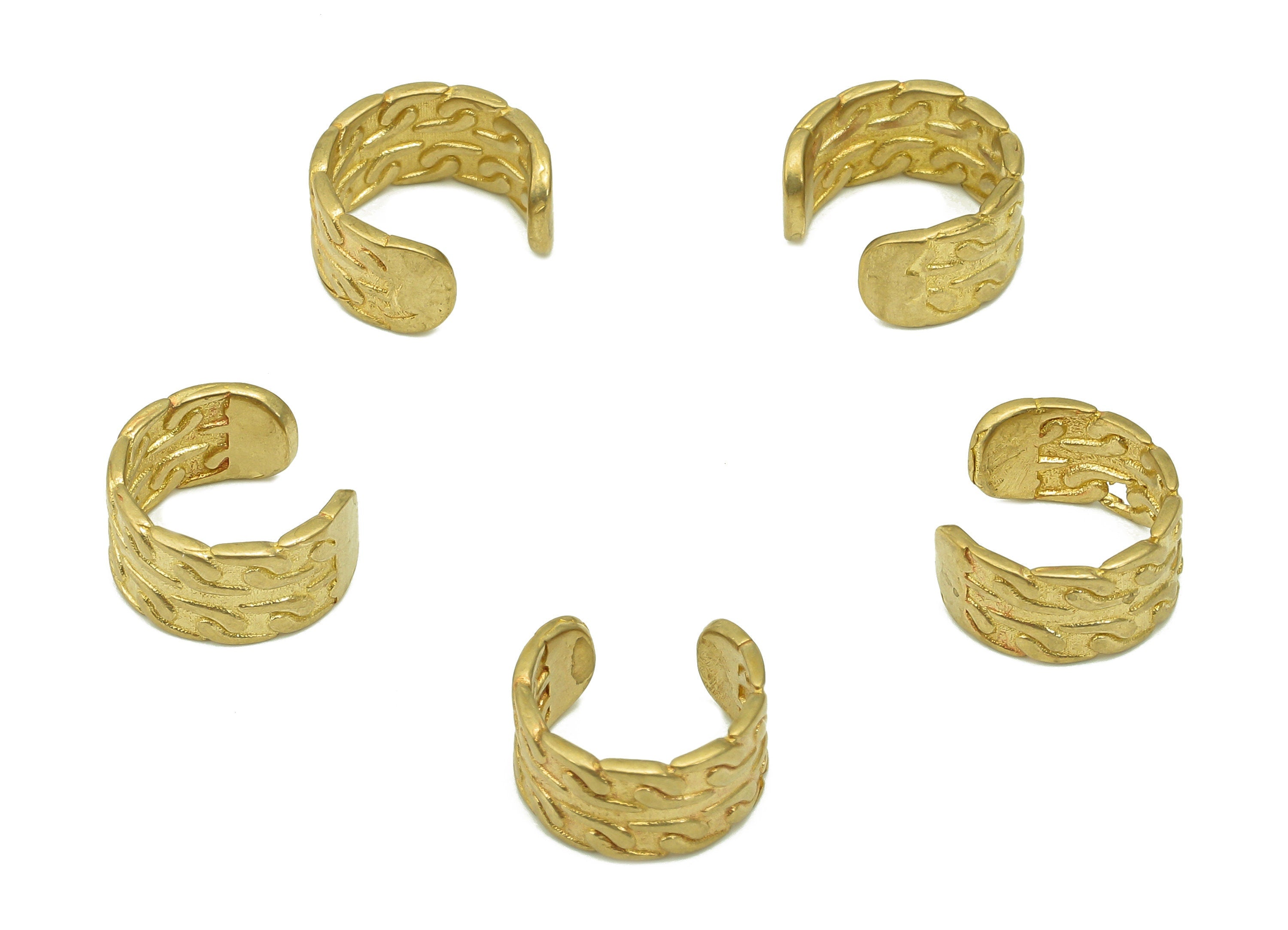 Brass Crescent Open Round C Ring - Raw Brass Huggie Hoop Earring Clip - Textured Cuff Ear - Semicircle Earring Cuff - 11.9x11x0.9mm - PP8091 - DOMEDBAZAAR