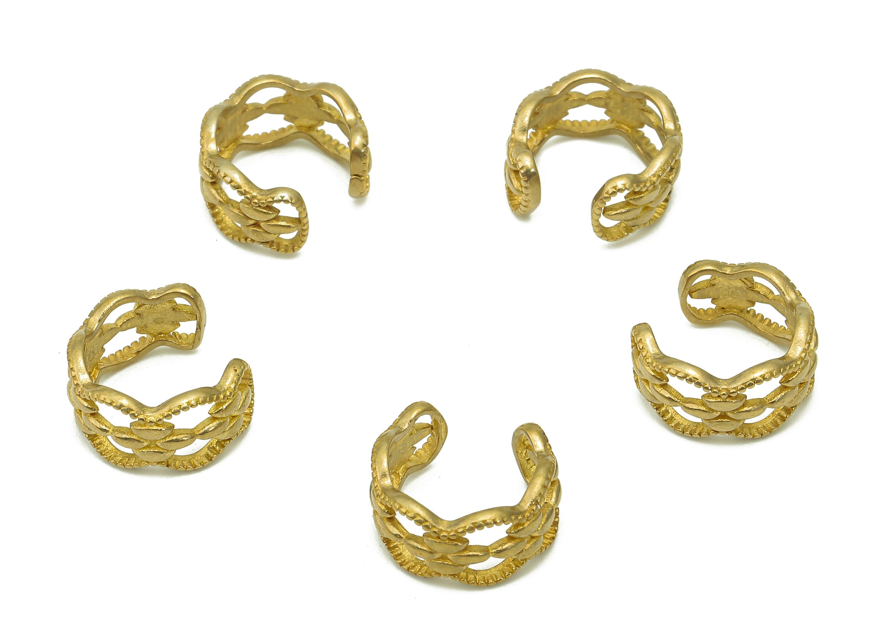 Brass Flower Open Round C Ring - Raw Brass Wide Circle Cuff Ear - Hoop Hollow Earring Cuff - Rhombus Ear Clip - 11.9x11.2x1.34mm - PP8092 - DOMEDBAZAAR