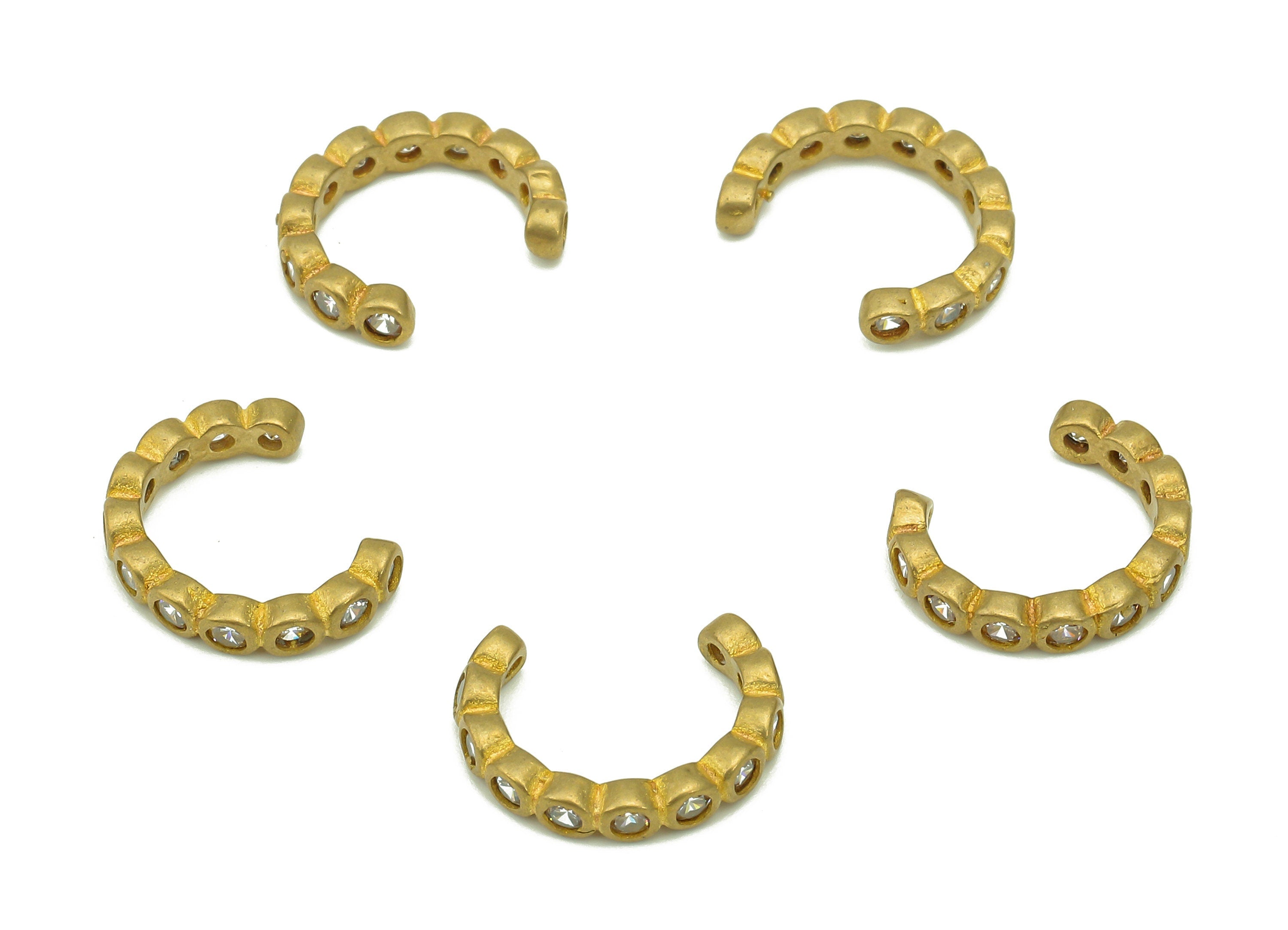 Brass Mini Open Round C Ring - Raw Brass Zircon Ear Cuff  - Huggie Hoop Ear Clip - Hoop Cuff Earring - 14.06x11.08x2.6mm - PP8094 - DOMEDBAZAAR
