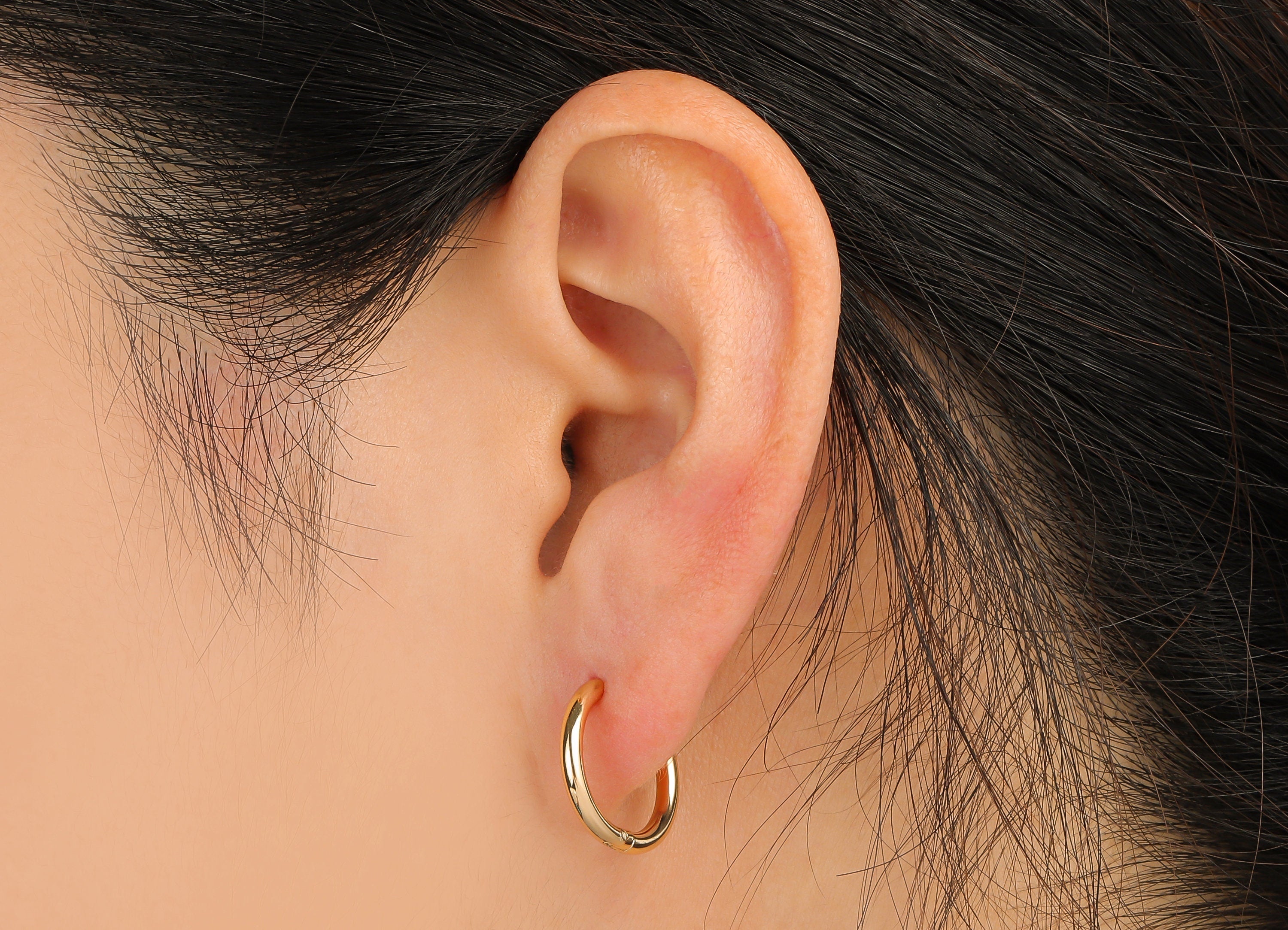 Brass Round Hoop Earring Clasp - Brass Circle Earring - 18K Real Gold Plating Hoop - Jewelry Making Supplies - 16.46x16.46x2.04mm - RGP4703 - DOMEDBAZAAR