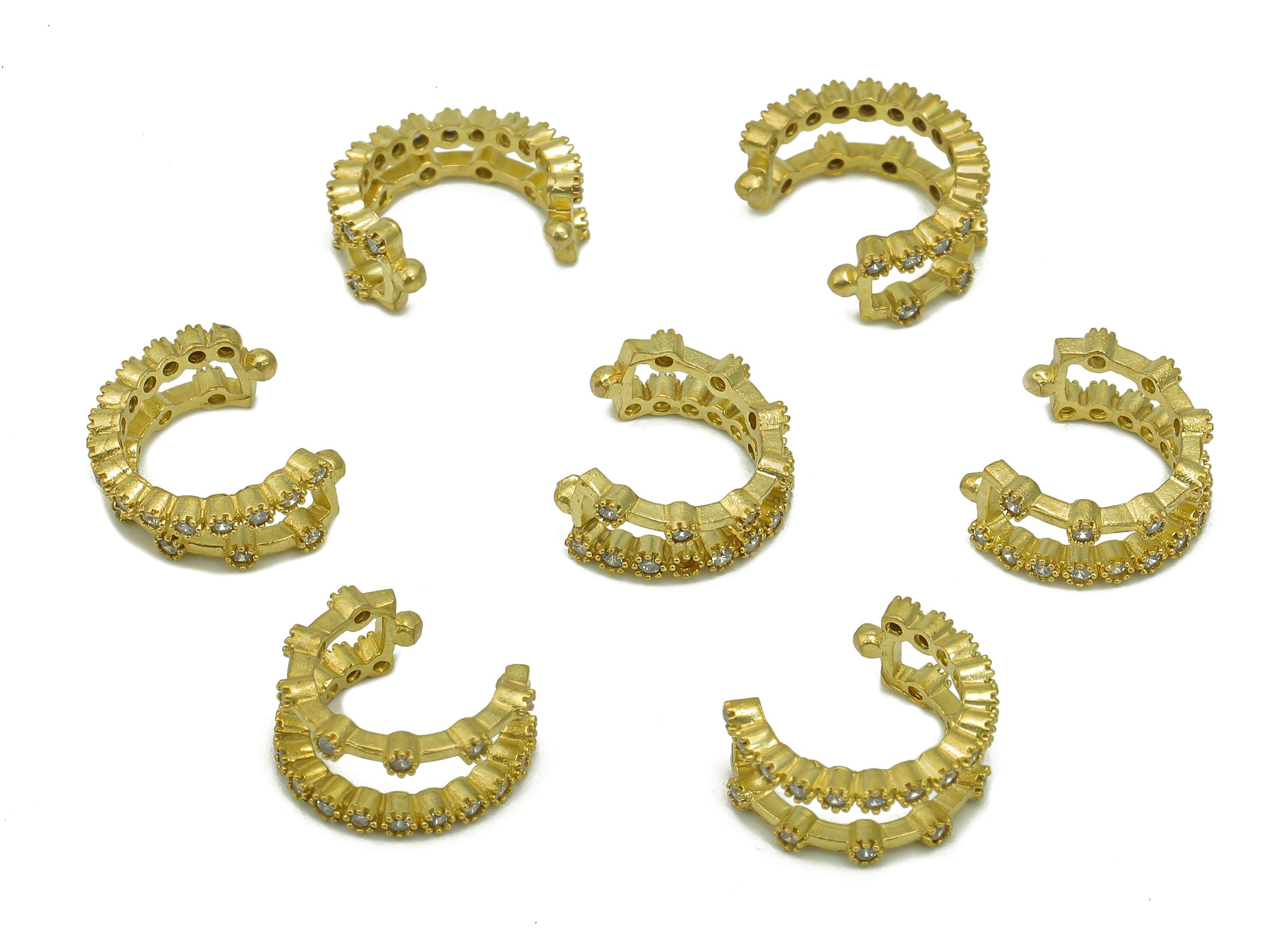 Brass Mini Open Round C Ring - Raw Brass Zircon Ear Cuff  - Huggie Hoop Ear Clip - Hoop Cuff Earring - 12.7x10.95x1.75mm - PP8095 - DOMEDBAZAAR