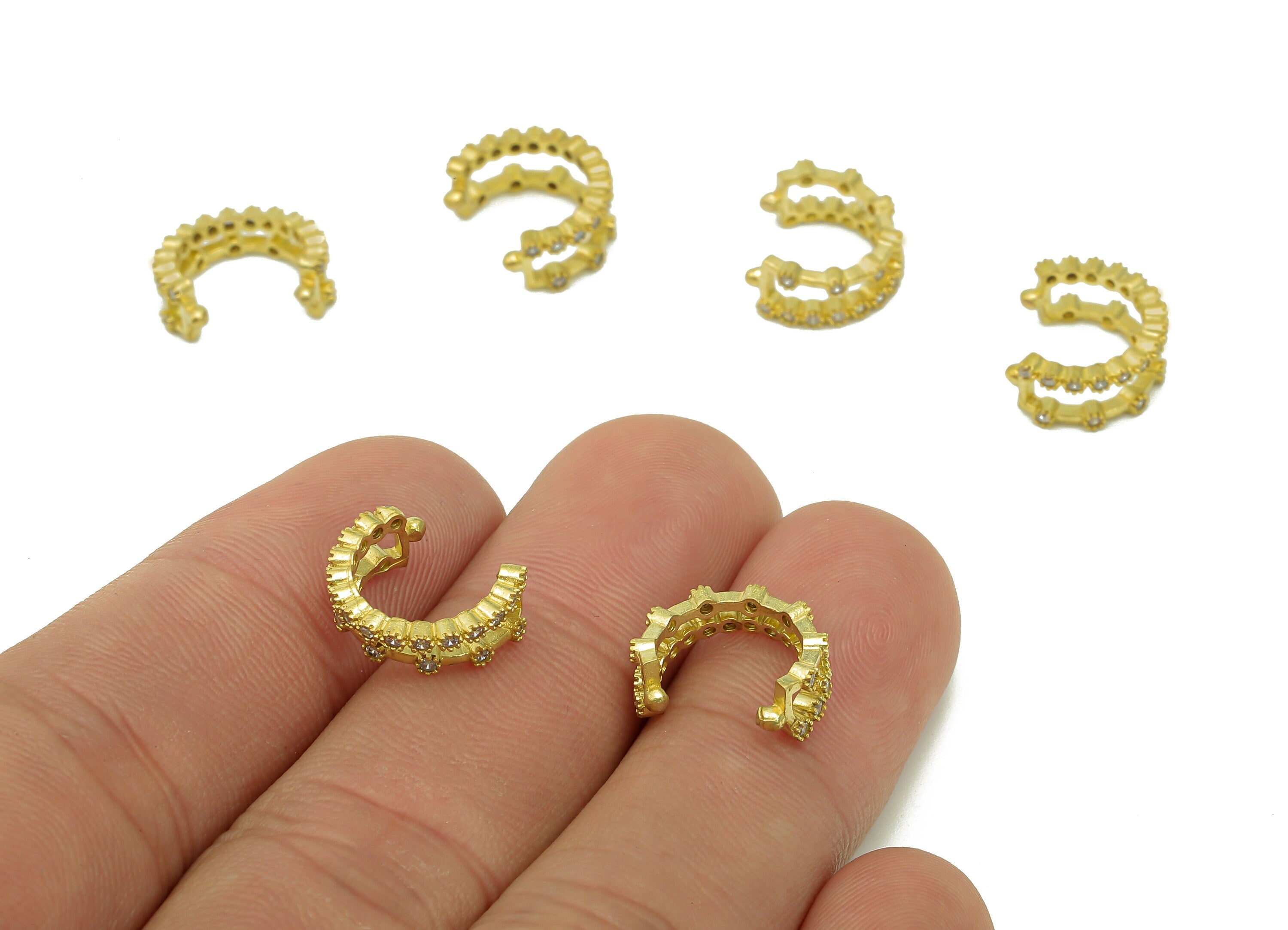 Brass Mini Open Round C Ring - Raw Brass Zircon Ear Cuff  - Huggie Hoop Ear Clip - Hoop Cuff Earring - 12.7x10.95x1.75mm - PP8095 - DOMEDBAZAAR