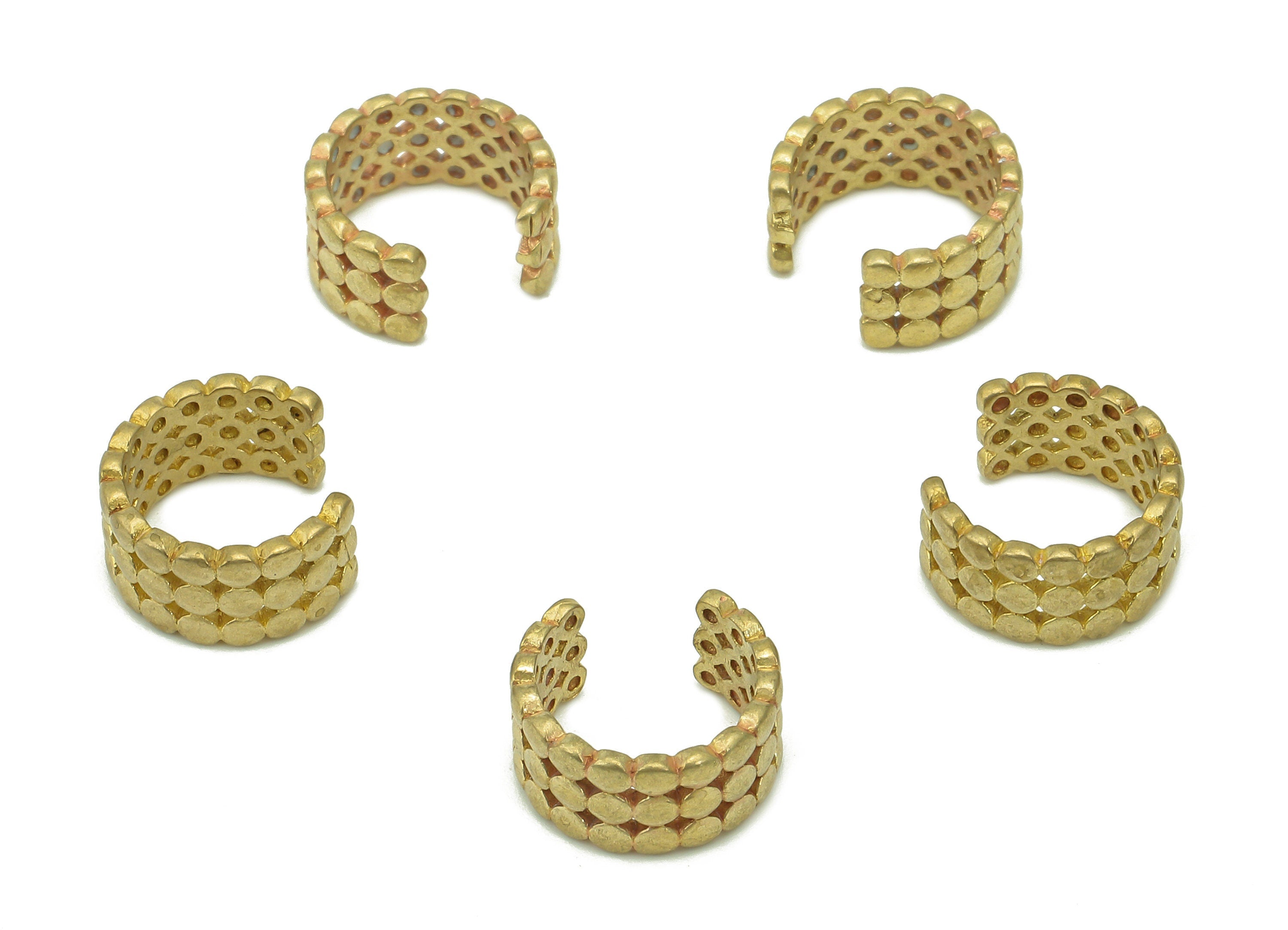 Brass Spot Open Round C Ring - Raw Brass Circle Cuff Ear - Hoop Hollow Ear Clip - Wide Dot Earring Cuff - 11.45x10.49x1.18mm - PP8103 - DOMEDBAZAAR