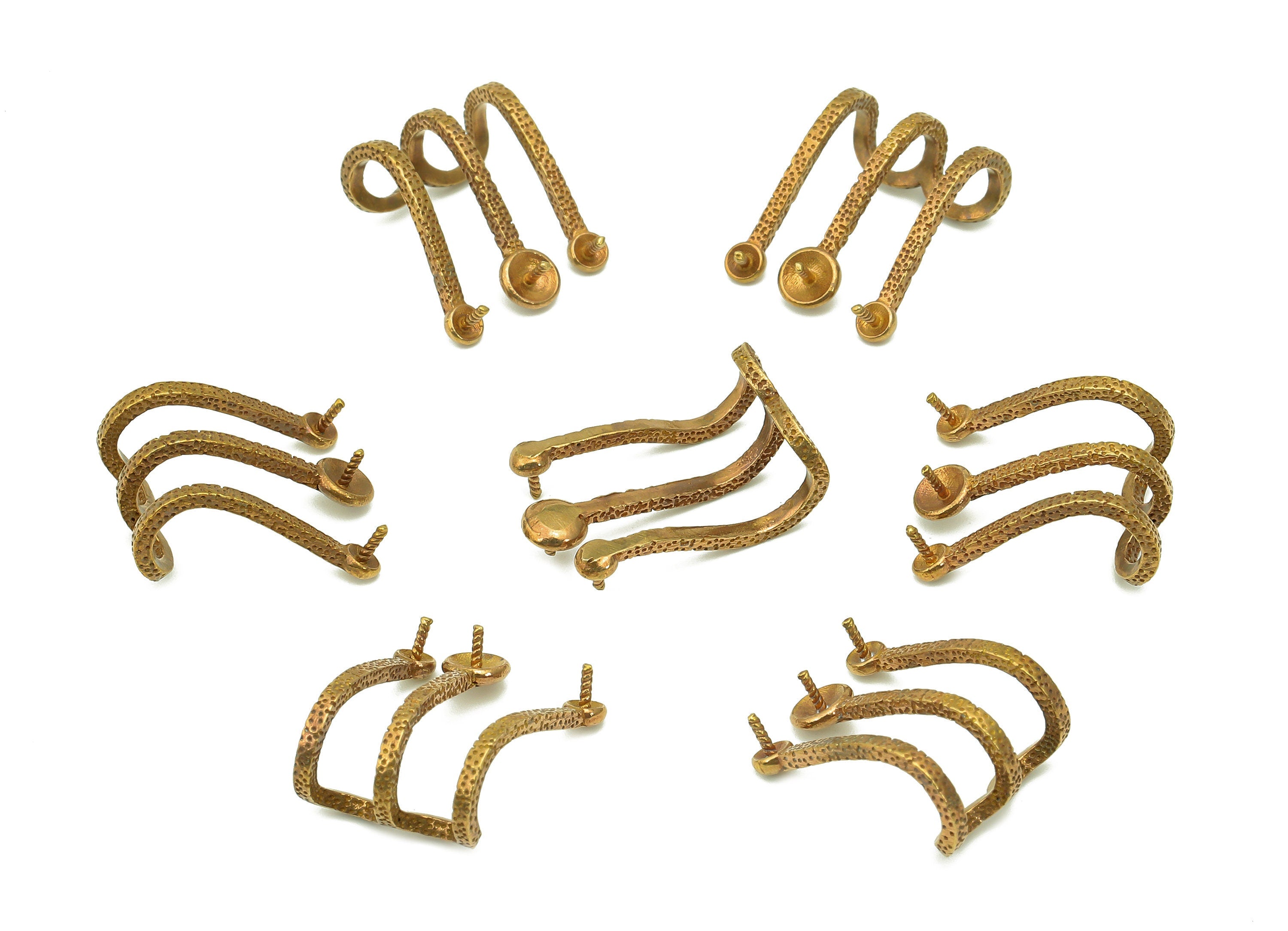 Brass Open Earrings Cuff - Raw Brass Huggie J Earring Cuff - Open Hoop Cuff Ear - Wide Cuff Earring For Pearl - 15.38x12.34x1.3mm - PP8111 - DOMEDBAZAAR
