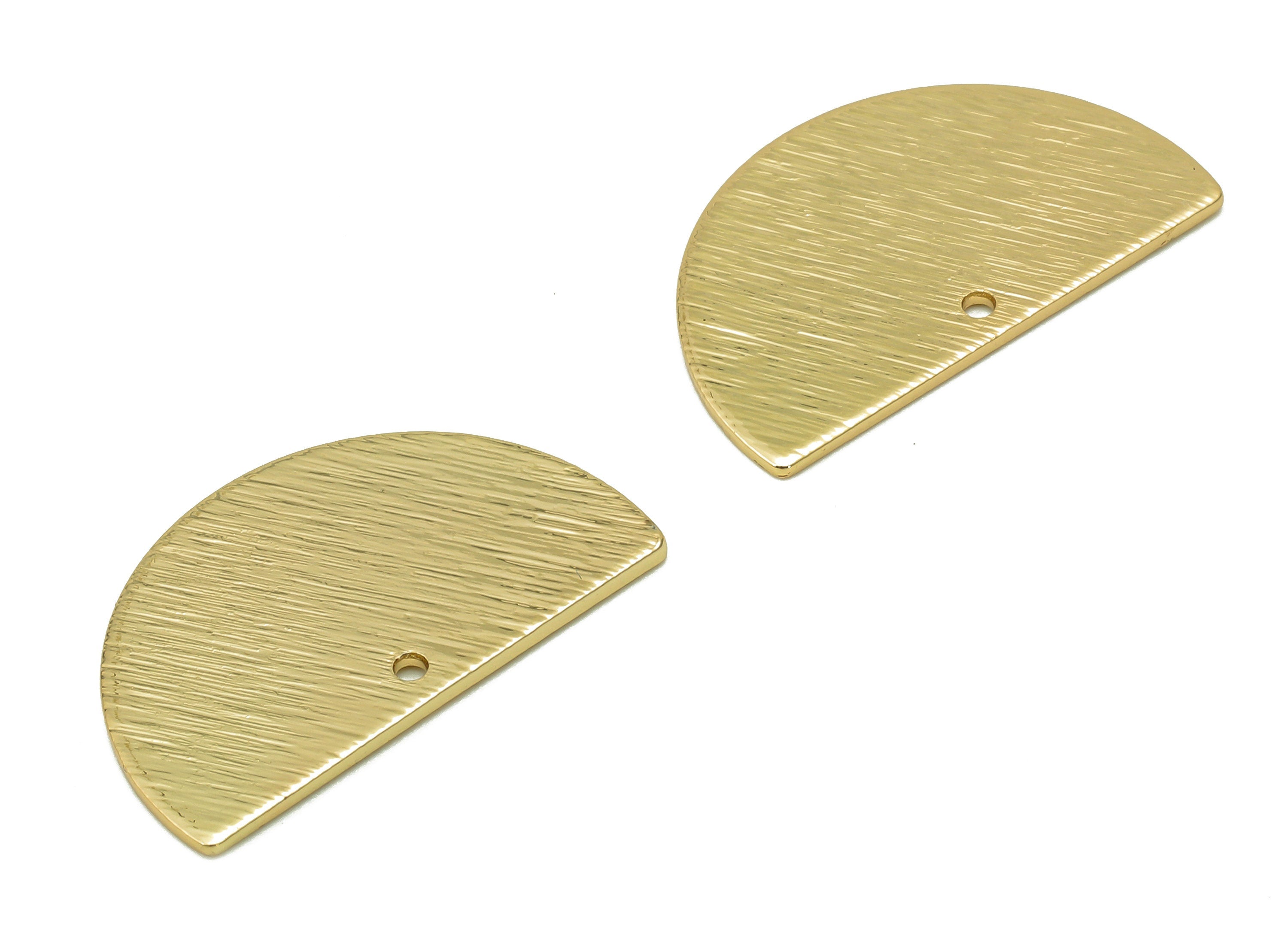 Brass Semicircle Earring Charm - Textured Half Round Earring - 18K Real Gold Plated Brass - Charm For Necklace - 21.5x13.1x0.8mm - RGP5506 - DOMEDBAZAAR