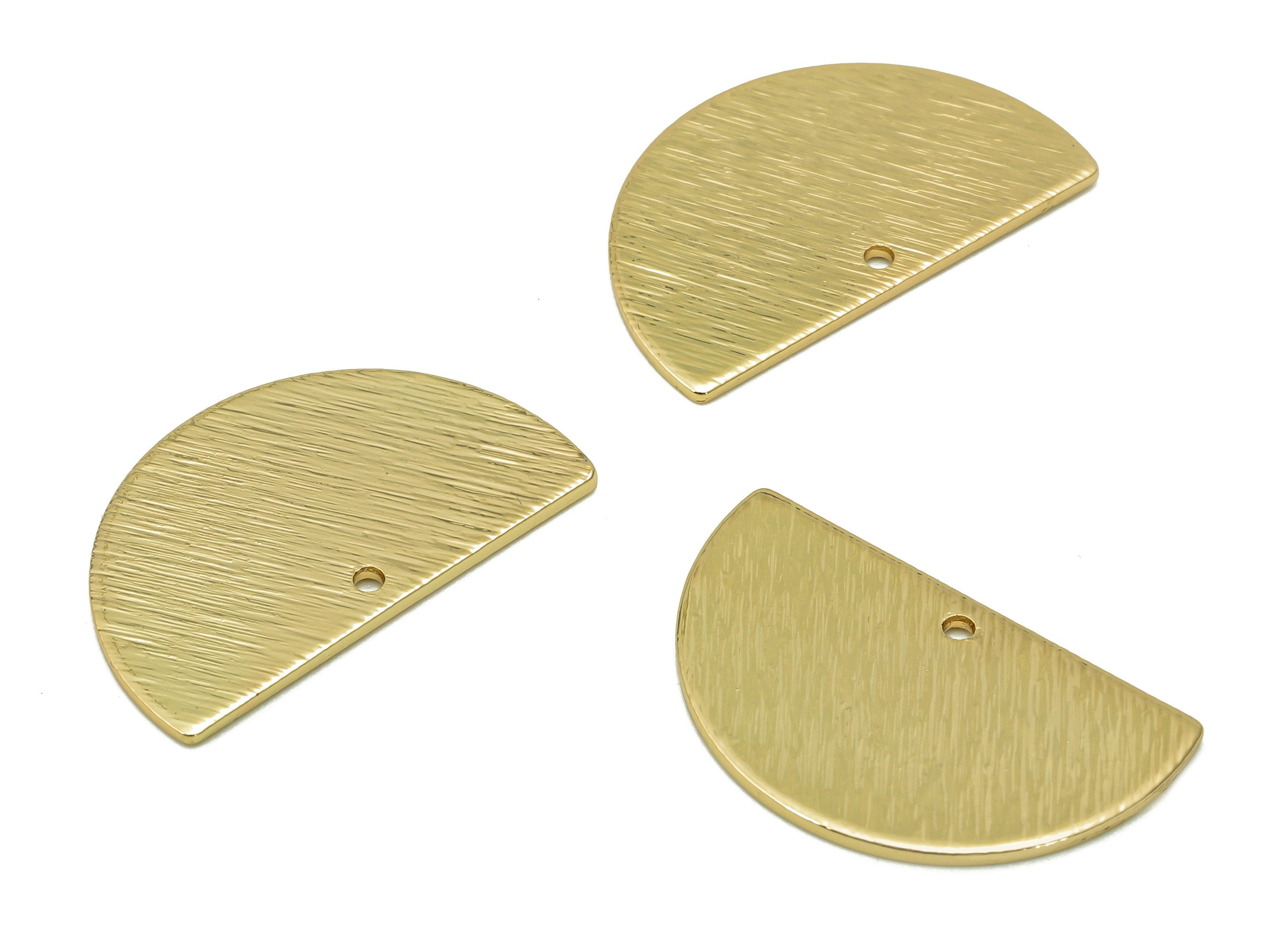 Brass Semicircle Earring Charm - Textured Half Round Earring - 18K Real Gold Plated Brass - Charm For Necklace - 21.5x13.1x0.8mm - RGP5506 - DOMEDBAZAAR