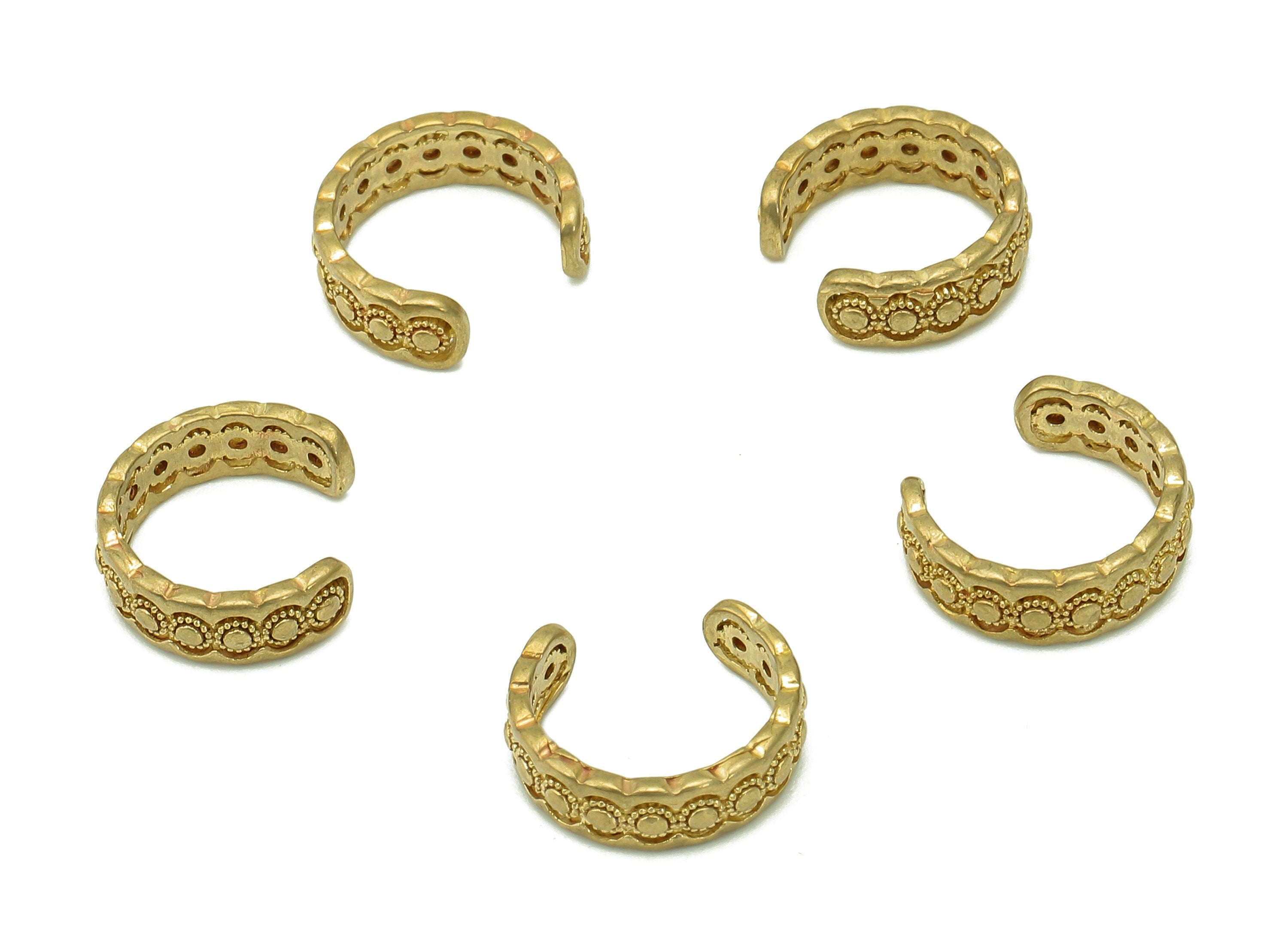 Brass Sun Open Round C Ring - Raw Brass Circle Cuff Ear - Hoop Hollow Earring Cuff - Mini Sun Ear Clip - 11.62x10.25x1.17mm - PP8131 - DOMEDBAZAAR
