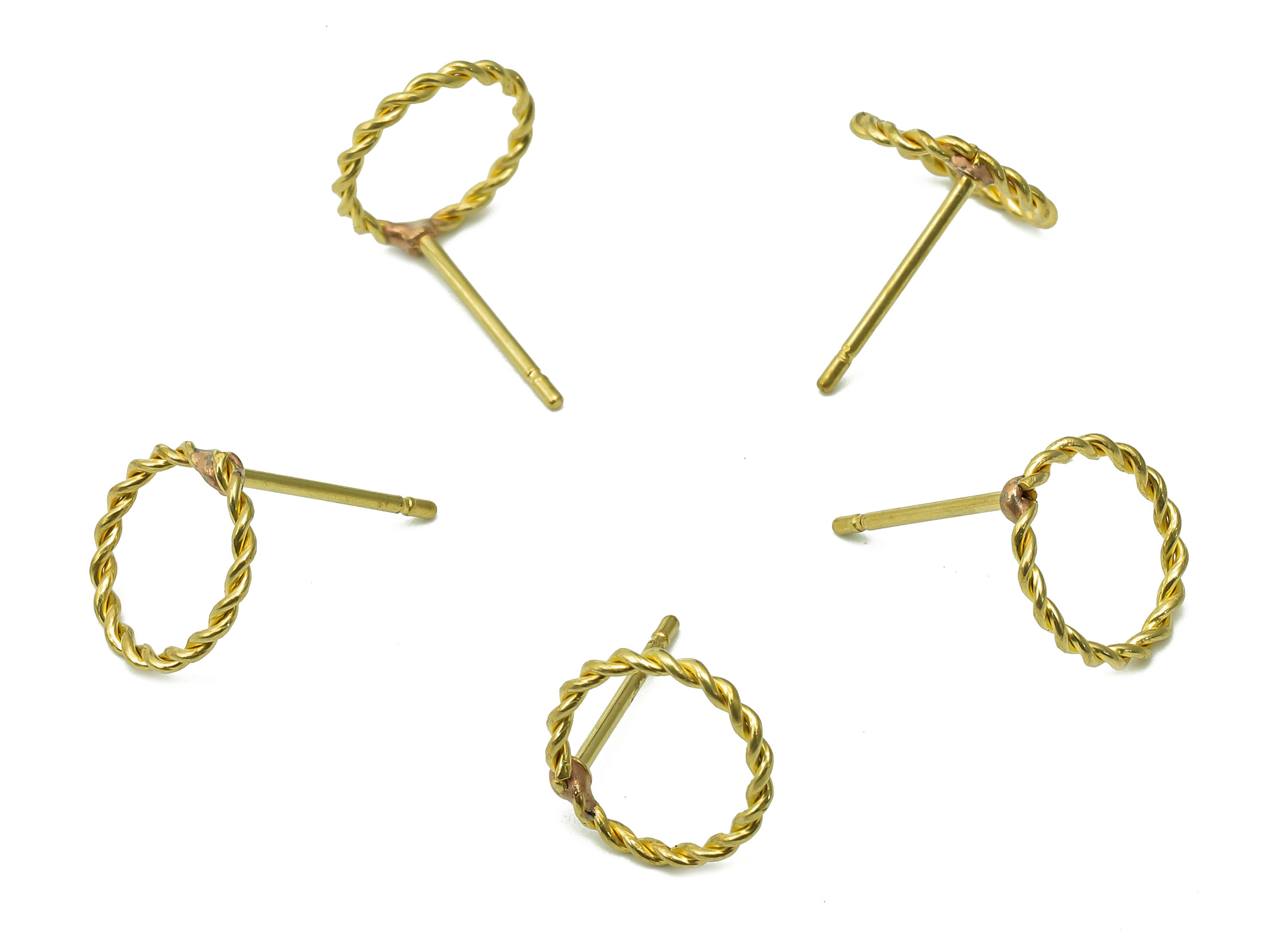 Brass Round Twisted Earrings Stud - Raw Brass Twisted Hoop Earring Post - Knot Circle Stud Earring - Brass Stud - 10.3x10.3x1.1mm - PP8041 - DOMEDBAZAAR