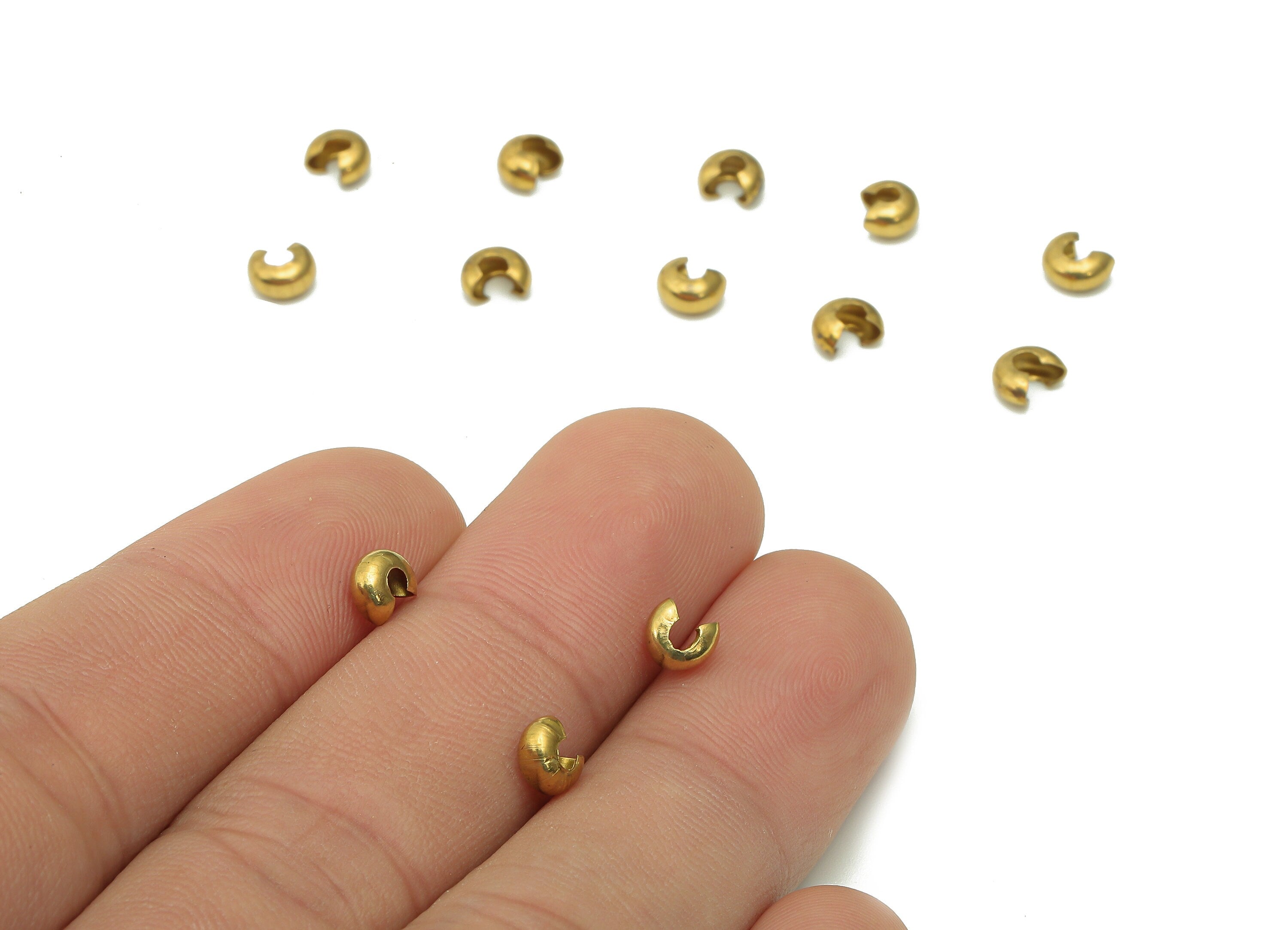 Brass Open Hoop Elevator Lock - Raw Brass Elevator Lock For Chain - Mini C Hoop Bracelet - Necklace Findings - 5.5x4.4x1.3mm - PP8073 - DOMEDBAZAAR