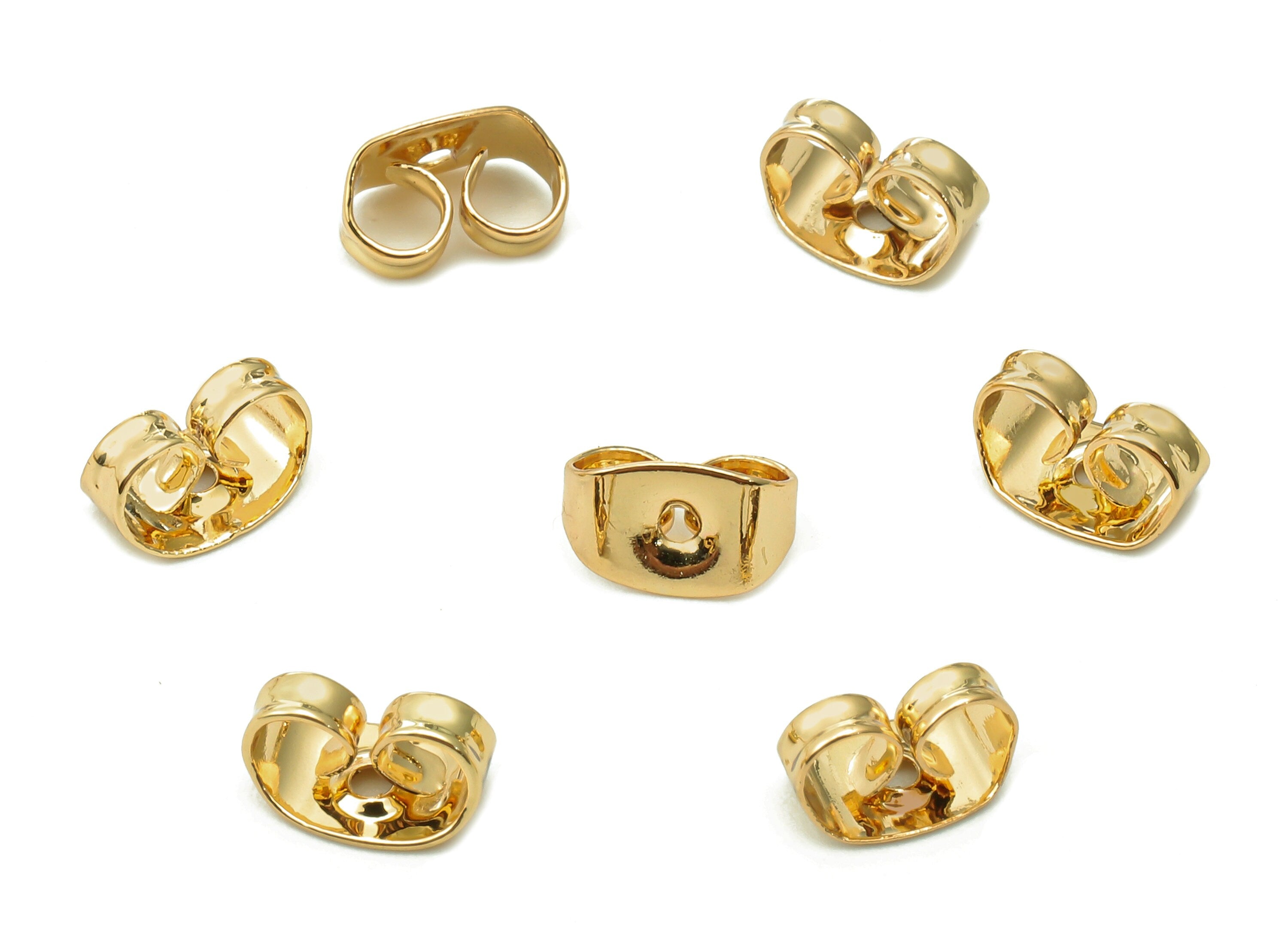 Brass Stud Earring Back Stopper - Earring Post Nuts Stopper - Earring Wire Backs - 18K Real Gold Plating - 6.6x4.2x0.3mm - RGP5450 - DOMEDBAZAAR