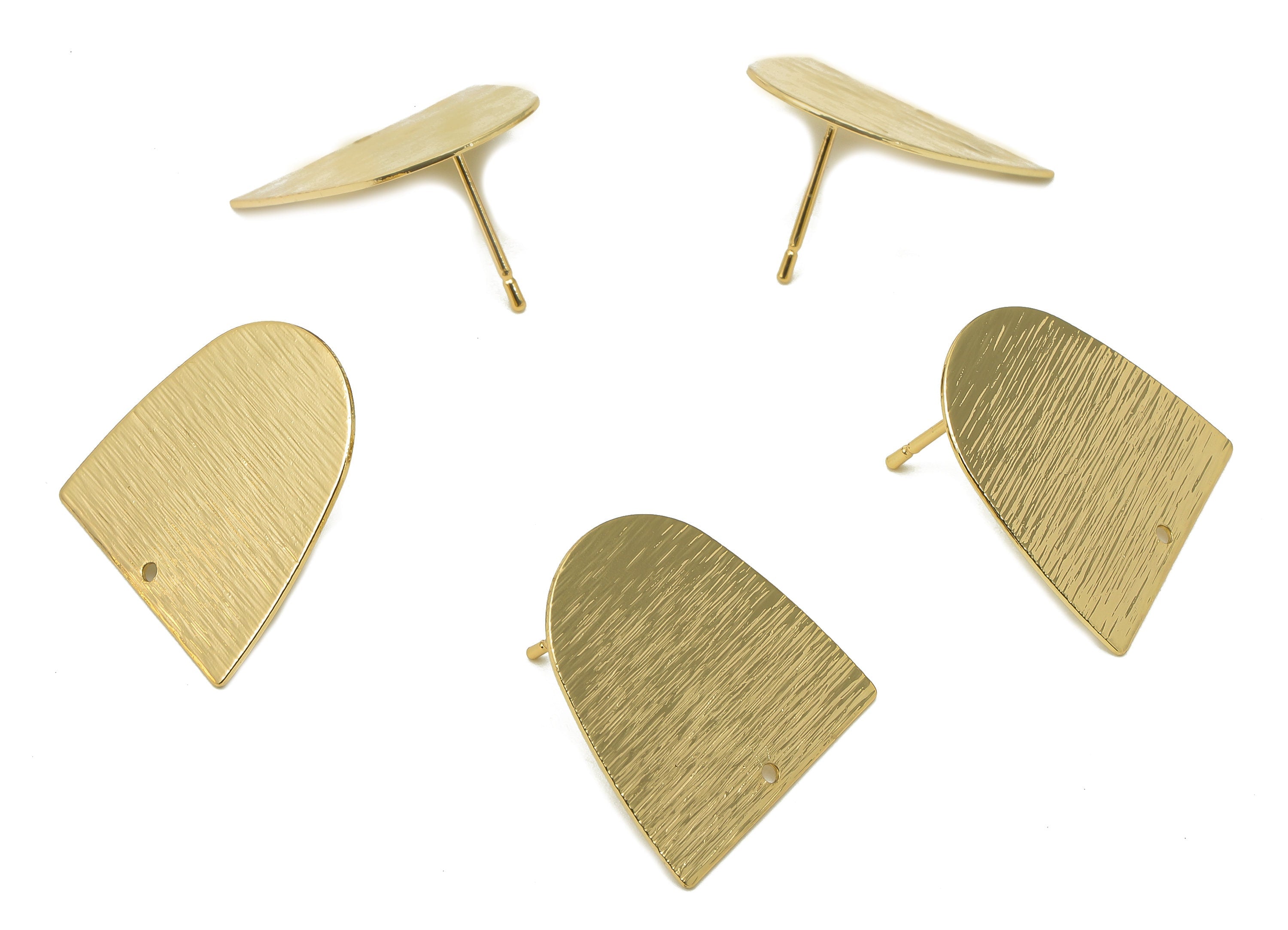 Brass Domed Stud Earring - Gold Domed Earring Post - Stamping Blank - 316 Stainless Steel - 18K Real Gold Plating - 20.1x20.1x0.5mm -RGP5445 - DOMEDBAZAAR