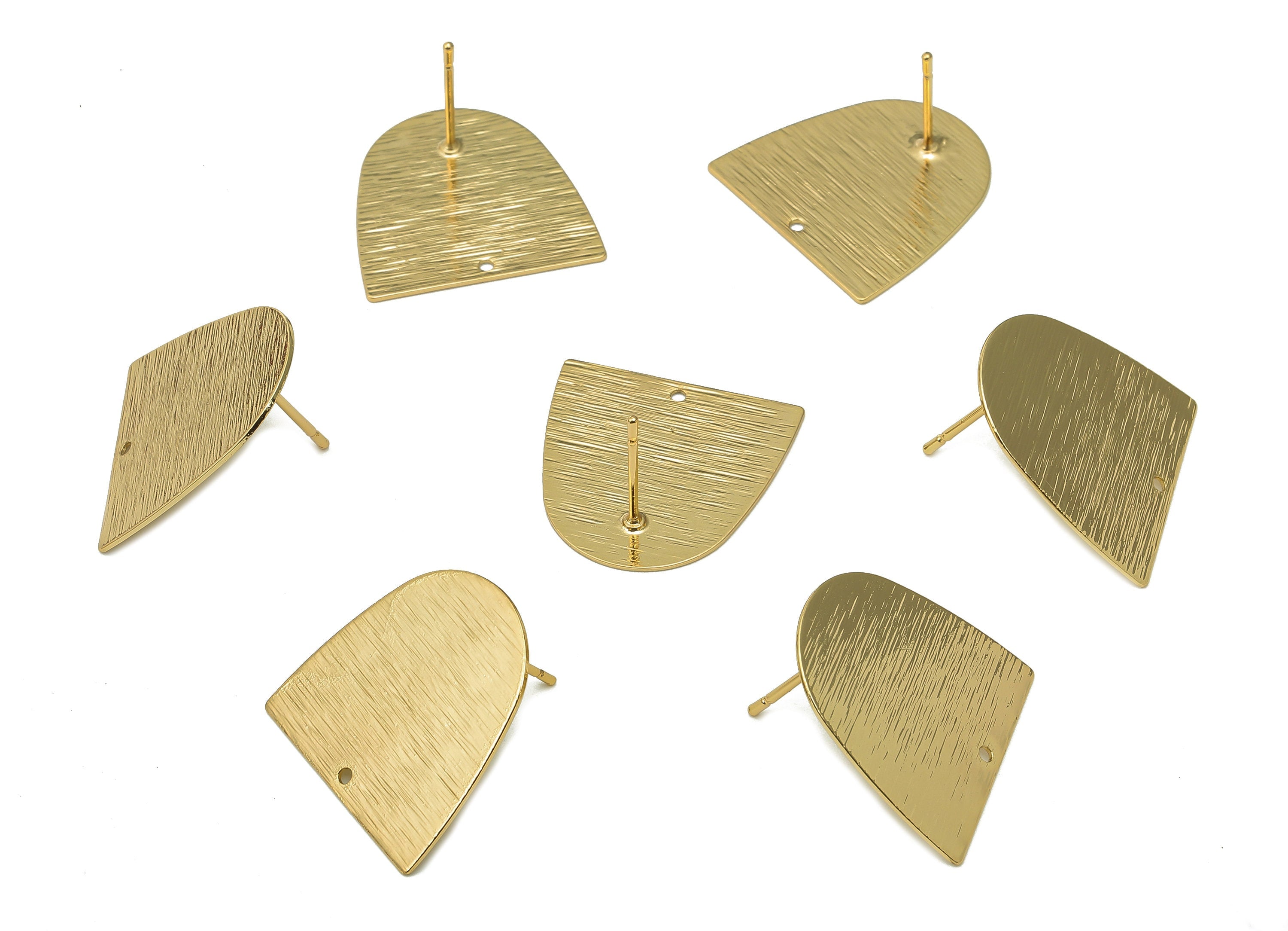 Brass Domed Stud Earring - Gold Domed Earring Post - Stamping Blank - 316 Stainless Steel - 18K Real Gold Plating - 20.1x20.1x0.5mm -RGP5445 - DOMEDBAZAAR