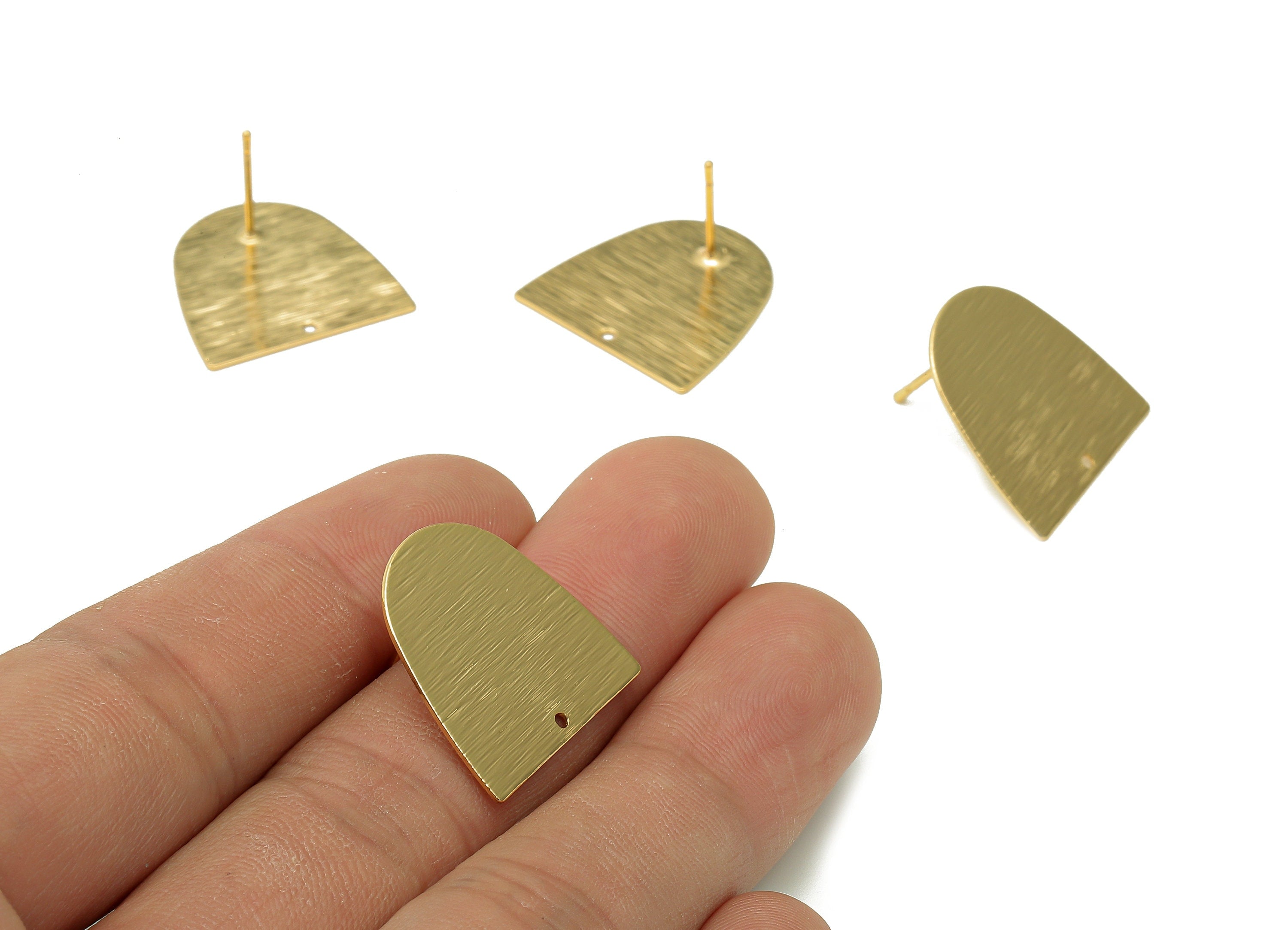 Brass Domed Stud Earring - Gold Domed Earring Post - Stamping Blank - 316 Stainless Steel - 18K Real Gold Plating - 20.1x20.1x0.5mm -RGP5445 - DOMEDBAZAAR