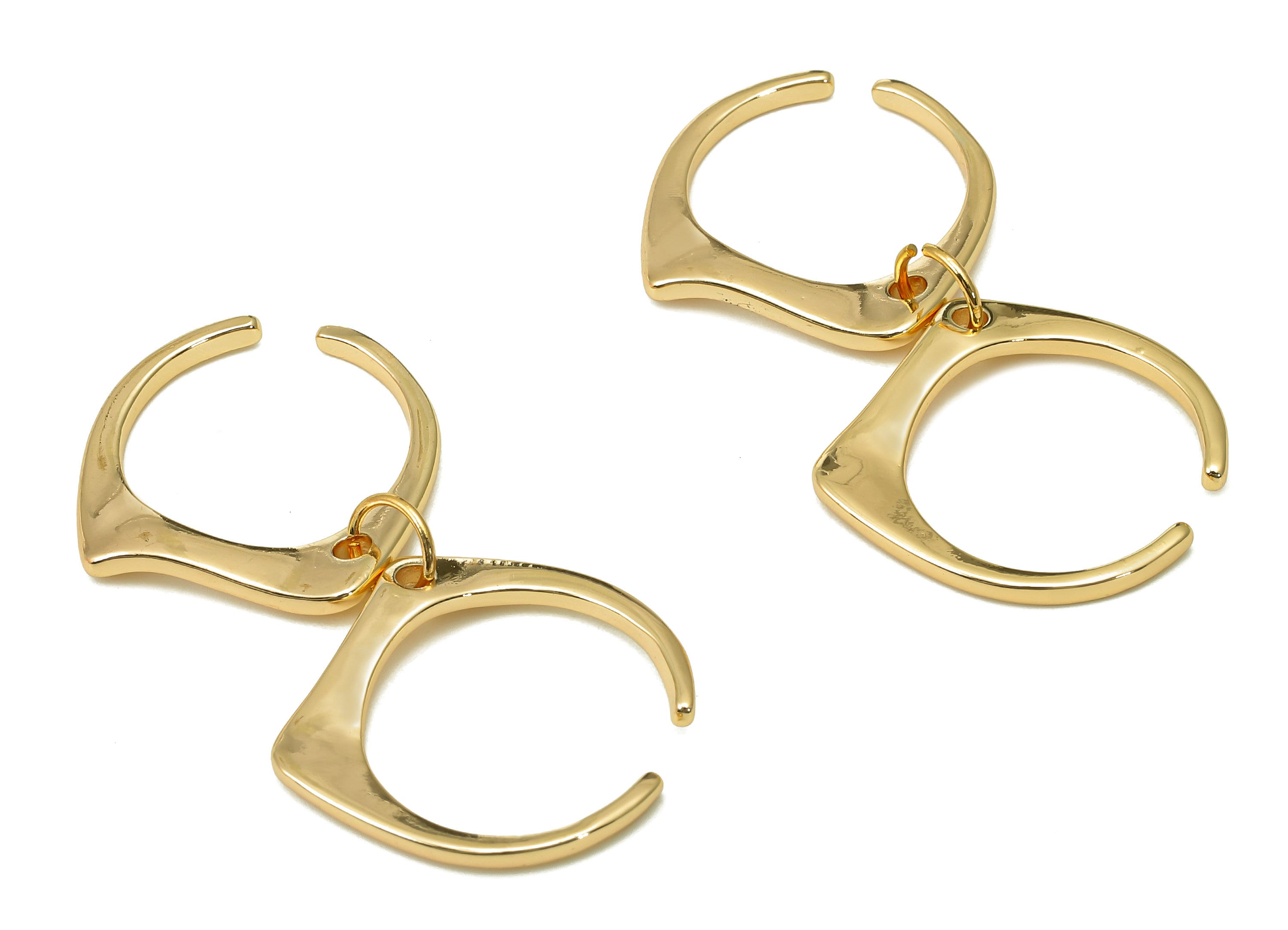 Brass Open Round Two Ring - Gold Simple Open Hoop Ring - Wide Double Open Hoop Ring - 18K Real Gold Plating - 20.1x19.5x1.8mm - RGP5500 - DOMEDBAZAAR