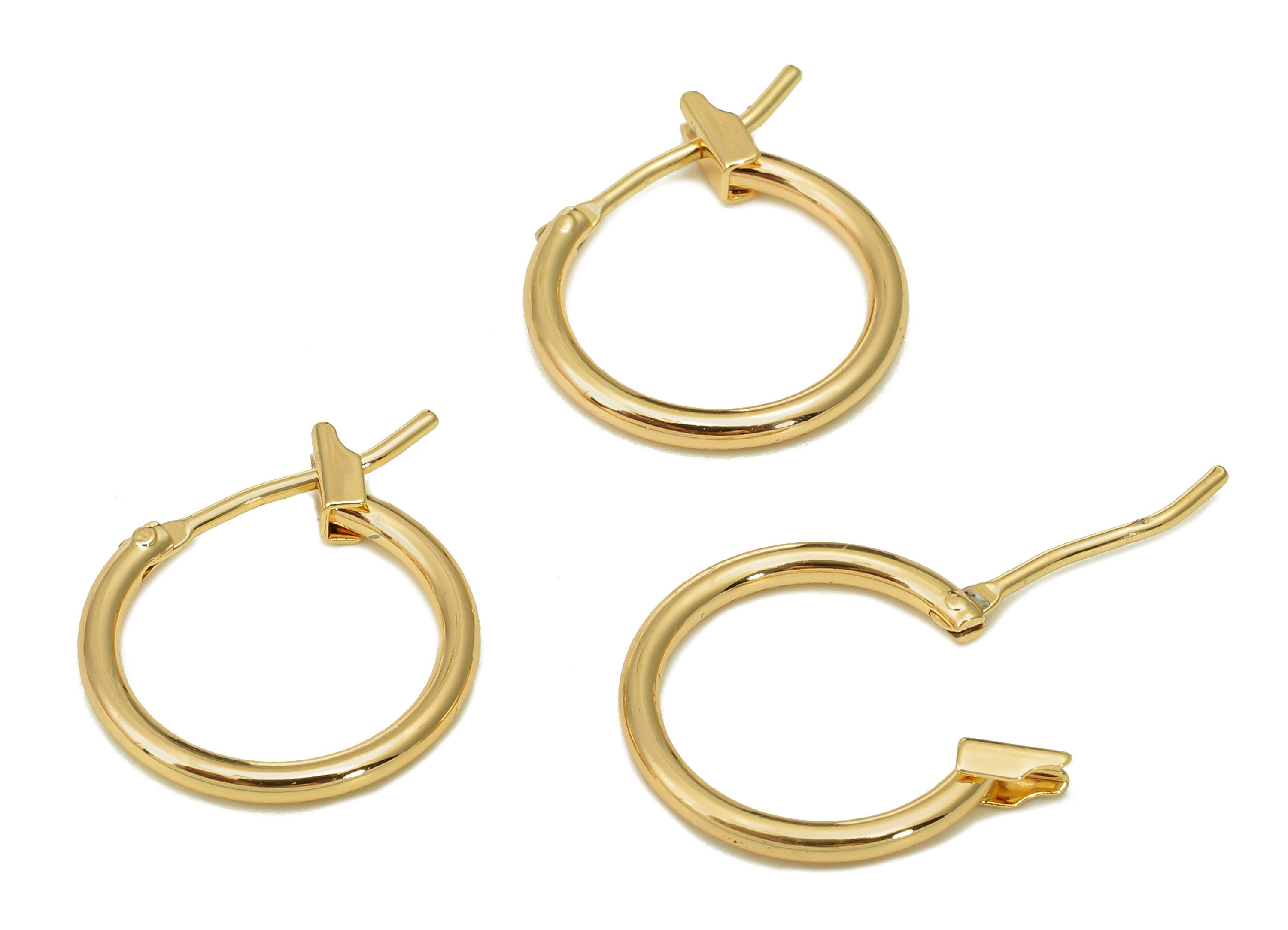 Brass Thin Hoops in Gold Clasp - Endless Hoop Earrings - Tiny Dainty Earring Clasp - 18K Real Gold Plated Brass- 18.2x14.8x1.4mm - RGP5463 - DOMEDBAZAAR