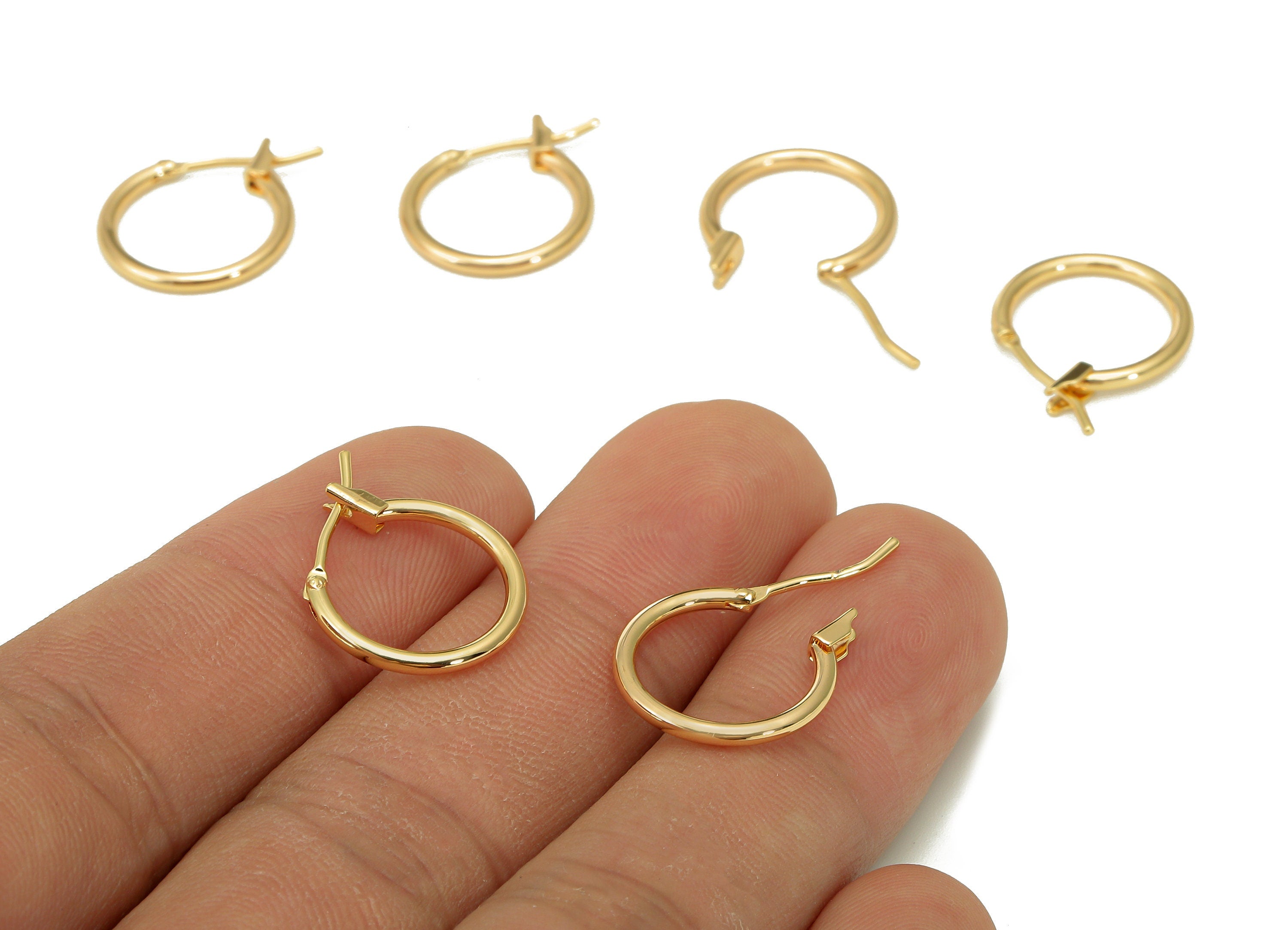 Brass Thin Hoops in Gold Clasp - Endless Hoop Earrings - Tiny Dainty Earring Clasp - 18K Real Gold Plated Brass- 18.2x14.8x1.4mm - RGP5463 - DOMEDBAZAAR