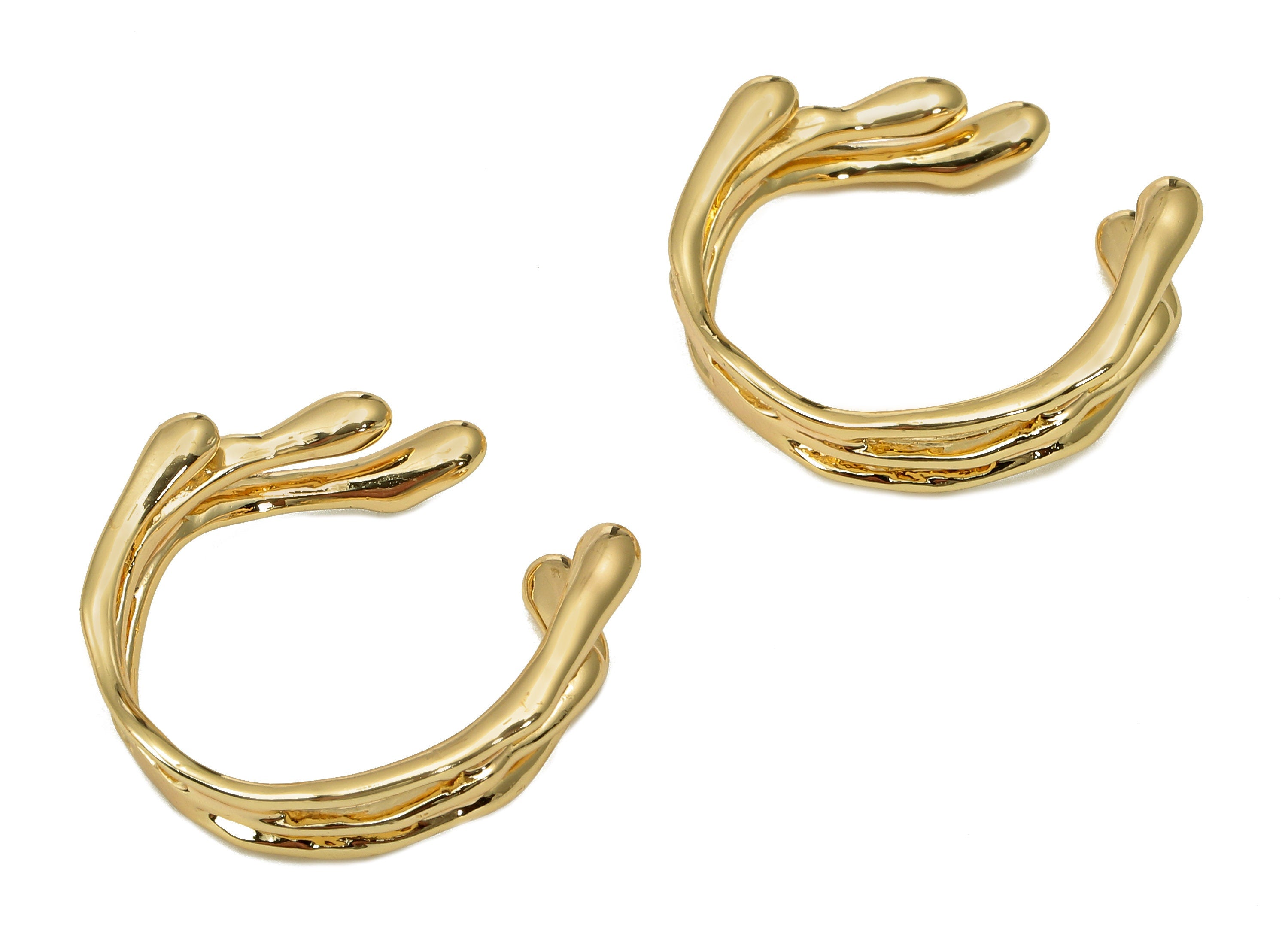 Brass Open Round Ring - Gold Textured Open Hoop Ring - Open Hoop Ring - 18K Real Gold Plating - 21x19.4x1.8mm - RGP5495 - DOMEDBAZAAR