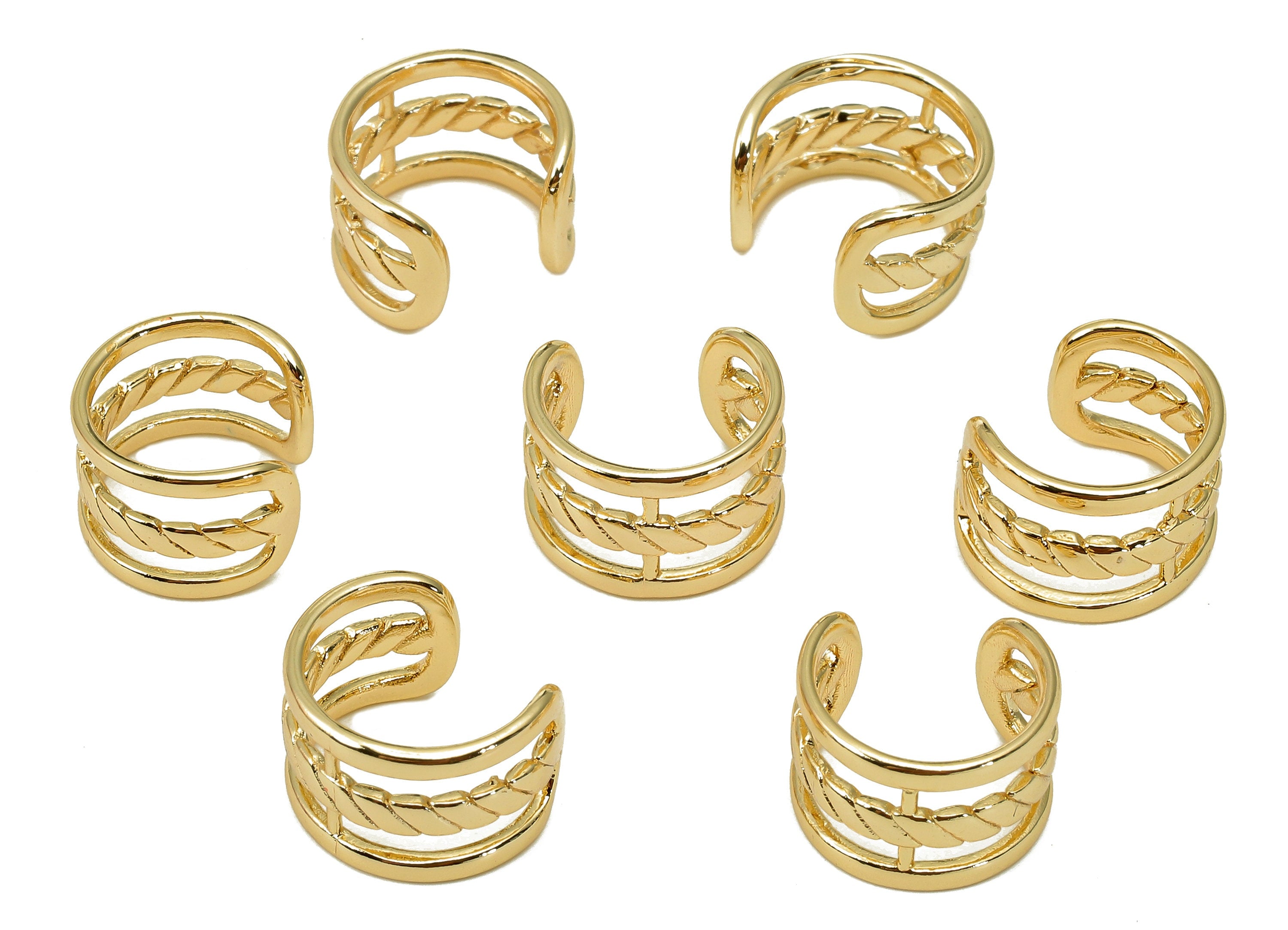 Brass Mini Open Round C Ring - Wide Earring Cuff - Hollow Hoop Ear Cuff - 18K Real Gold Plating Cuff Ear - 11.51x10.74x1.23mm - RGP5465 - DOMEDBAZAAR