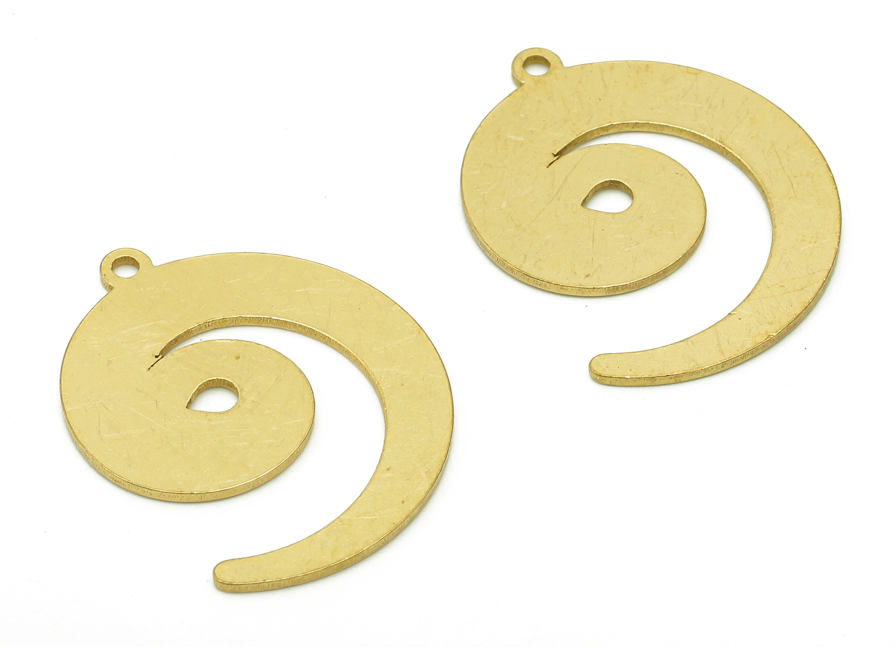 Brass Circular Earring Charms - Raw Brass Spiral Earring - Swirl Pendant With Loop - Charm For Necklace - 24.9x19.1x0.8mm - PPA6029 - DOMEDBAZAAR