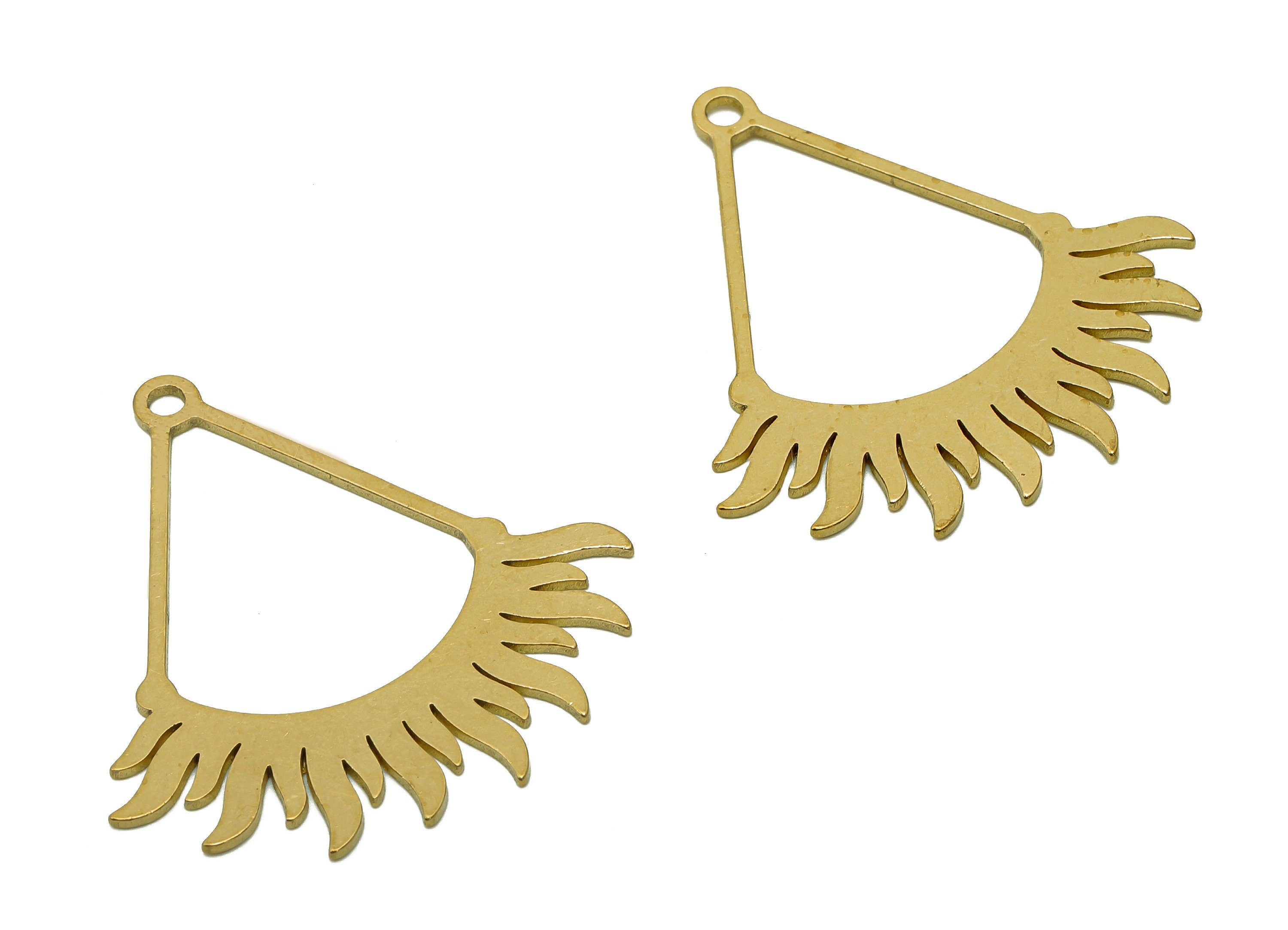 Brass Drop Earring Charms - Raw Brass Teardrop Earring - Hanging Sun Pendant With Loop - Charm For Necklace - 35.9x33.2x0.8mm - PPA6169 - DOMEDBAZAAR