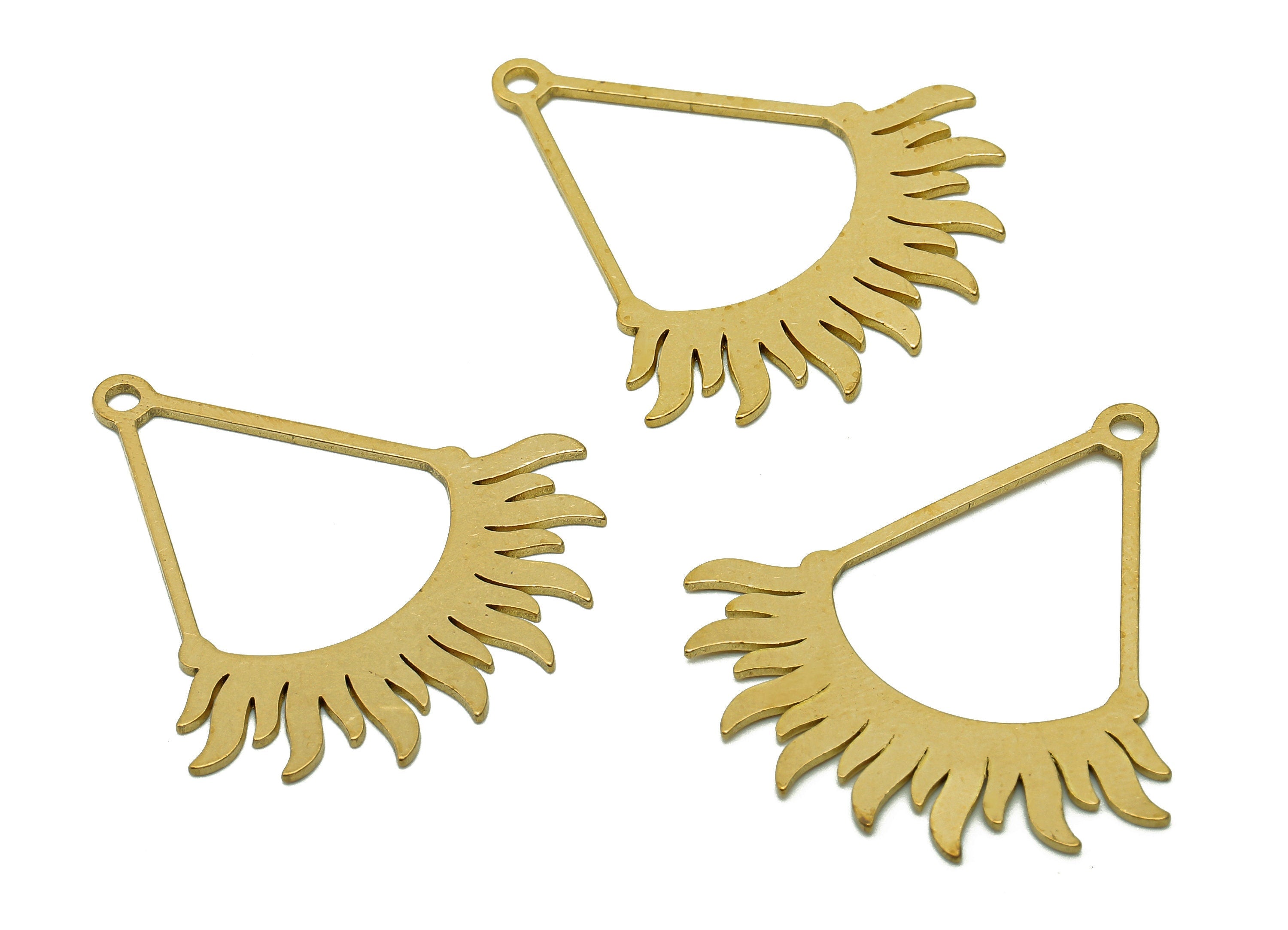Brass Drop Earring Charms - Raw Brass Teardrop Earring - Hanging Sun Pendant With Loop - Charm For Necklace - 35.9x33.2x0.8mm - PPA6169 - DOMEDBAZAAR