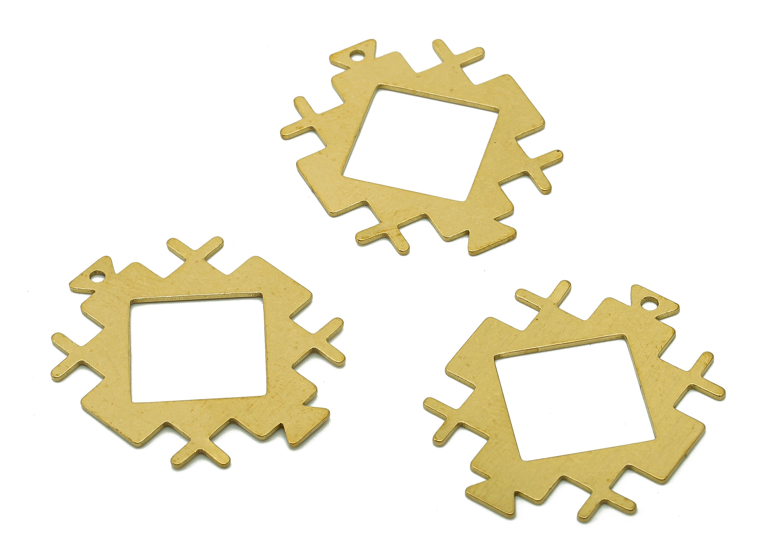 Brass Square Earring Charms - Raw Brass Diamond Earring - Rhombus Pendant With Loop - Charm For Necklace - 29.9x24.4x0.6mm - PPA6185 - DOMEDBAZAAR