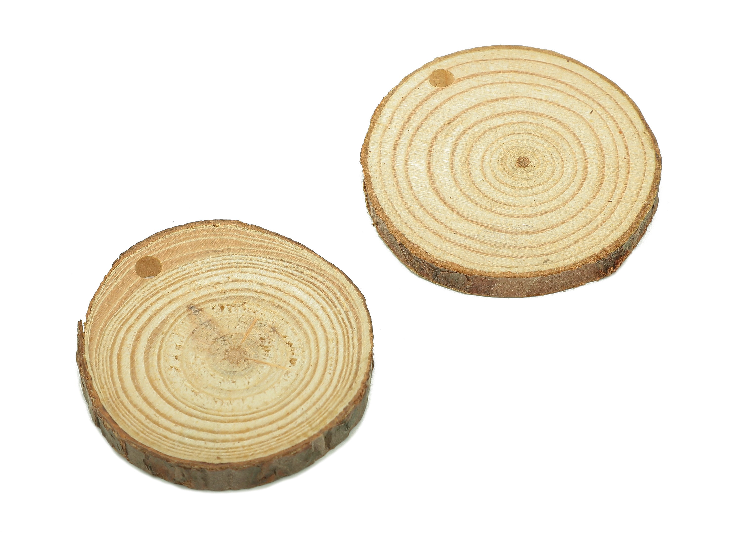 Pine Wood Slices Discs Earrings - Circles Natural Wood Bark Charm - Round Raw Edge Wood Pendant - Eco friendly - 55.3x52.2x5.8mm - BB1297-55 - DOMEDBAZAAR