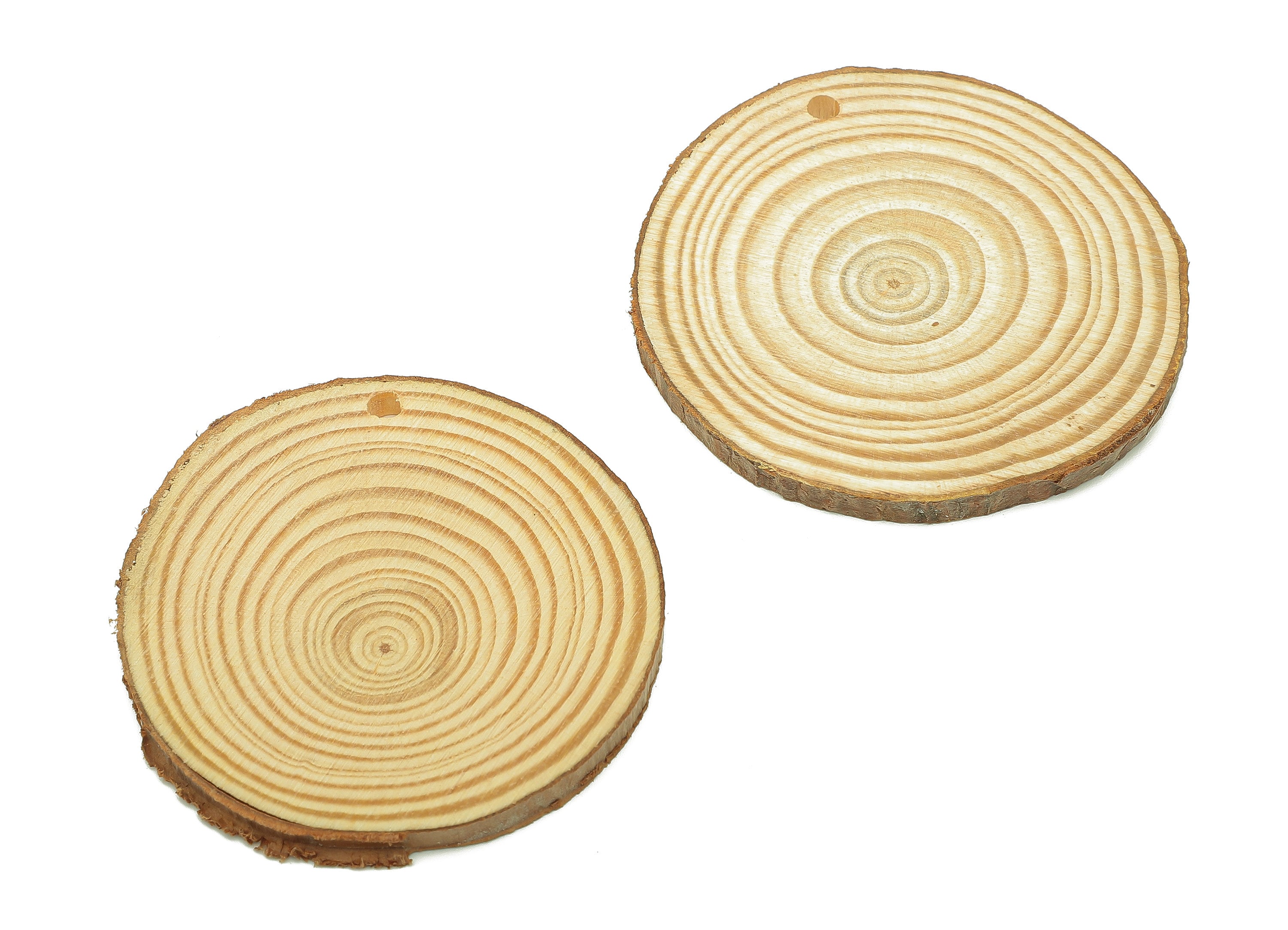 Pine Wood Slices Discs Earrings - Circles Natural Wood Bark Charm - Round Raw Edge Wood Pendant - Eco friendly - 67.4x62.9x4.6mm - BB1297-65 - DOMEDBAZAAR