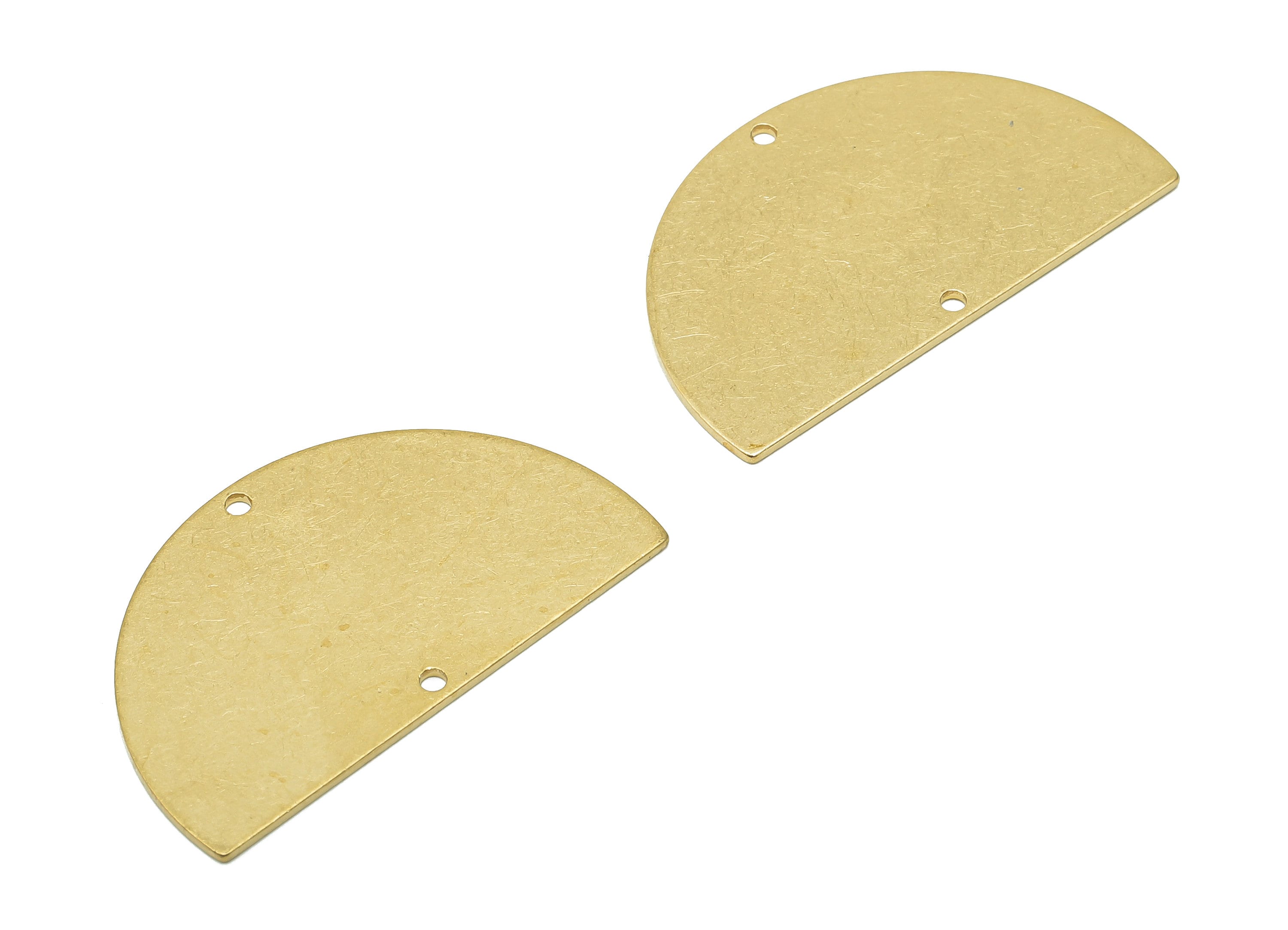 Brass Semicircle Earrings Connectors - Raw Brass Half Round Charms - Semicircle Earring Charm - Stamping Blank - 33.5x20x0.8mm - PP8167 - DOMEDBAZAAR